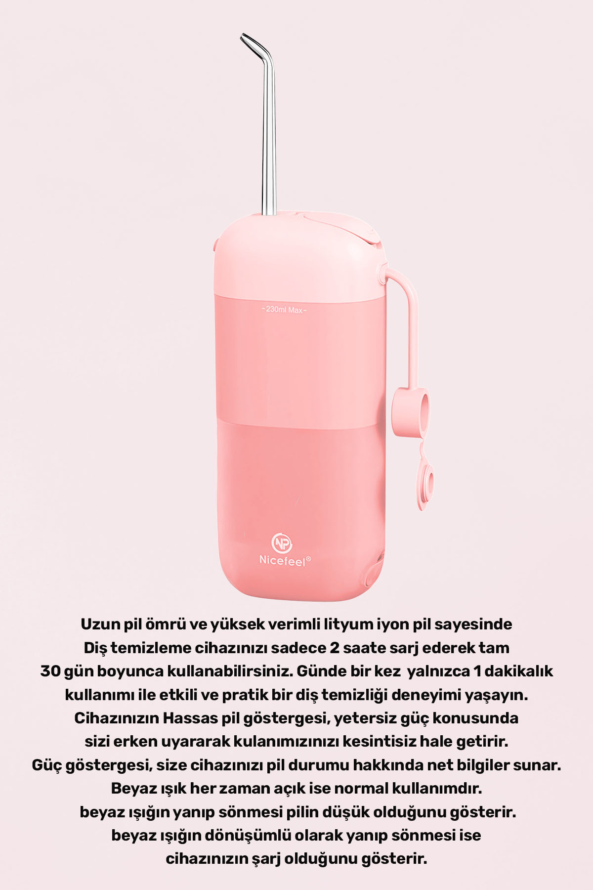 مسواک شارژی NICEFEEL FC5170 MINI قابل حمل شارژ بریس مراقبت از دندان مصنوعی و شستشوی دهان حرفه ای صورتی اورجینال NPO
