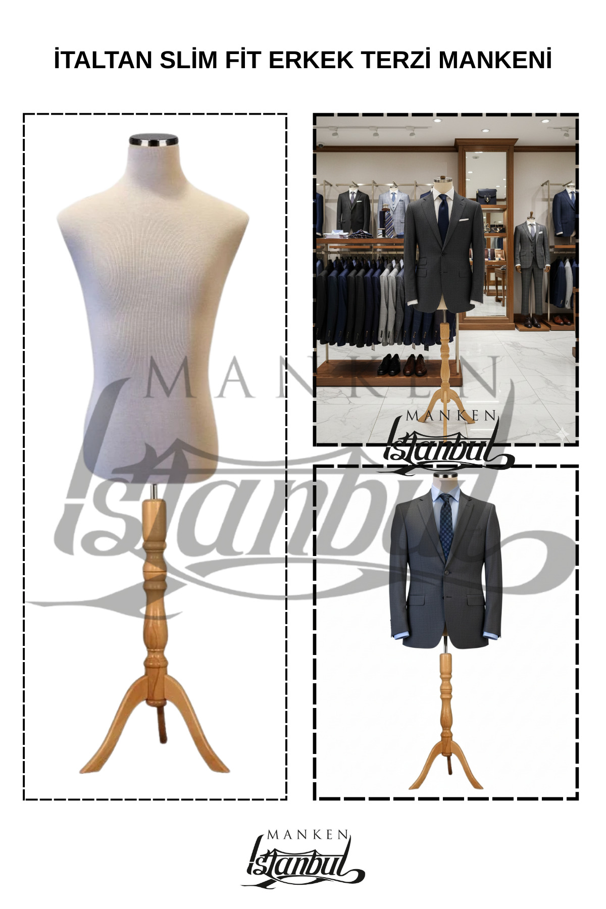 فیگور مانکن ویترینی تمرینی خیاط مردانه قالب لاغر فیت Manken İstanbul