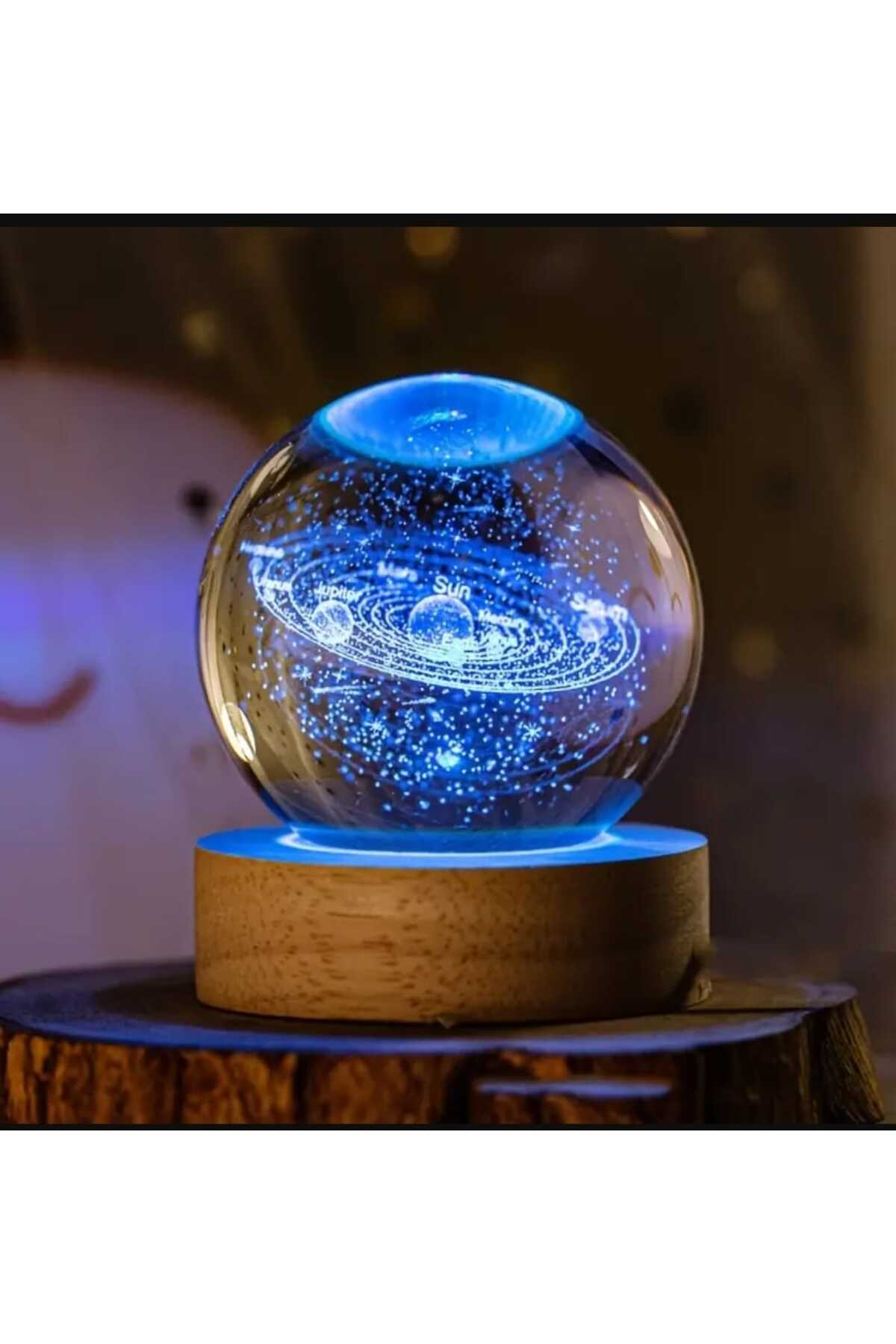 گوی برفی گلوب شیشه ای کریستالی سه بعدی MR برای کودکان نور شب با سوکت چوبی LED هدیه عالی از ترکیه mr shopping