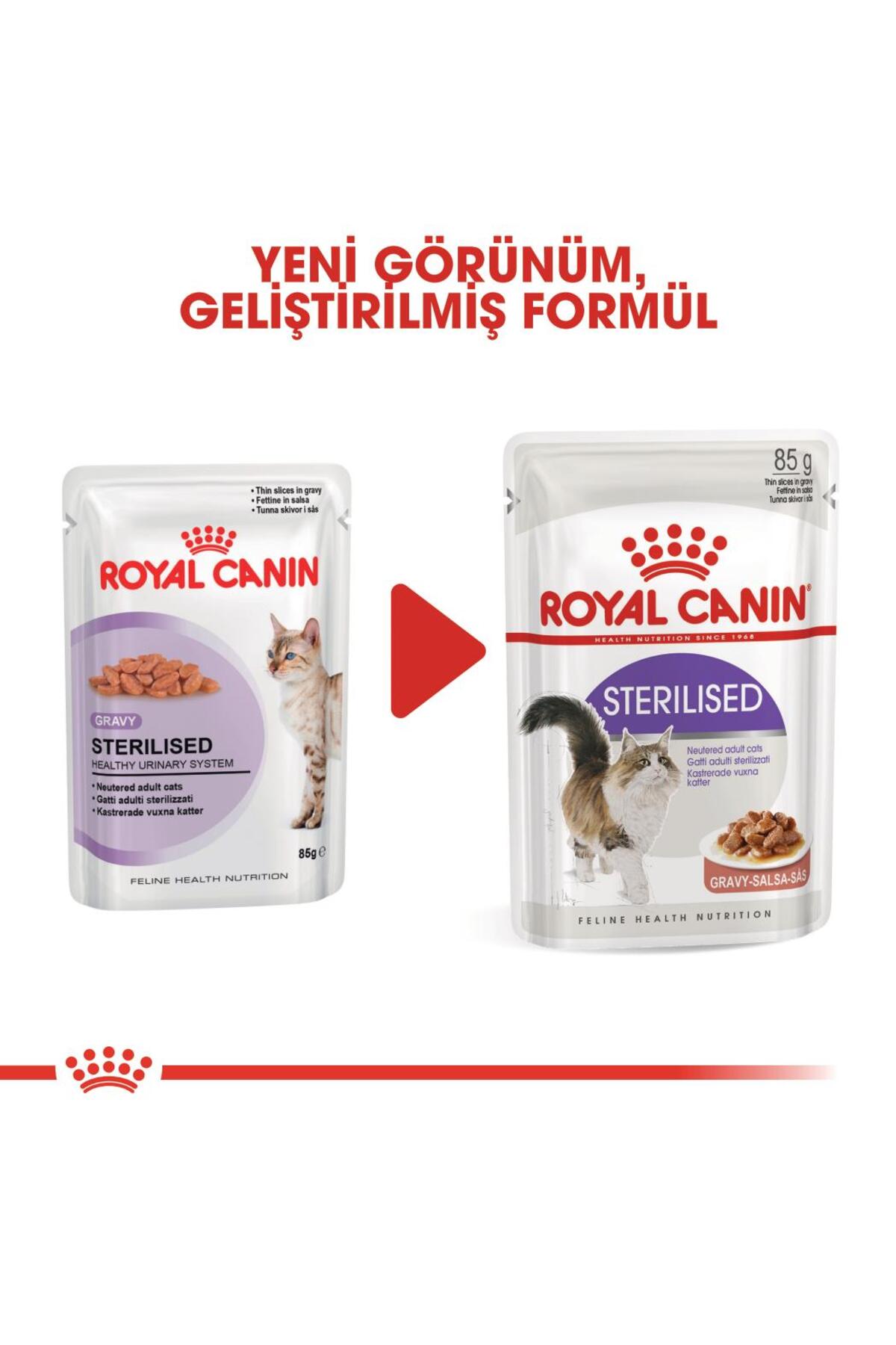 غذای تر گربه‌های بالغ عقیم‌شده رویال کنین Royal Canin Sterilised Gravy، ۸۵ گرم × ۱۲