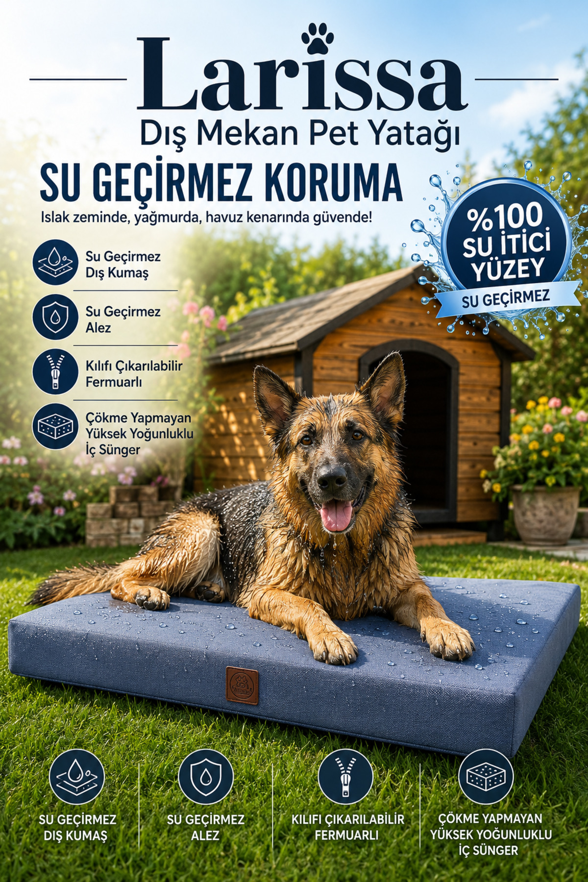 تخت بالش‌مانند گربه و سگ ضدآب لاریسا جانگولیکا پت پروداکتس Jungolica Pet Products، مدل JPP95 خاکستری