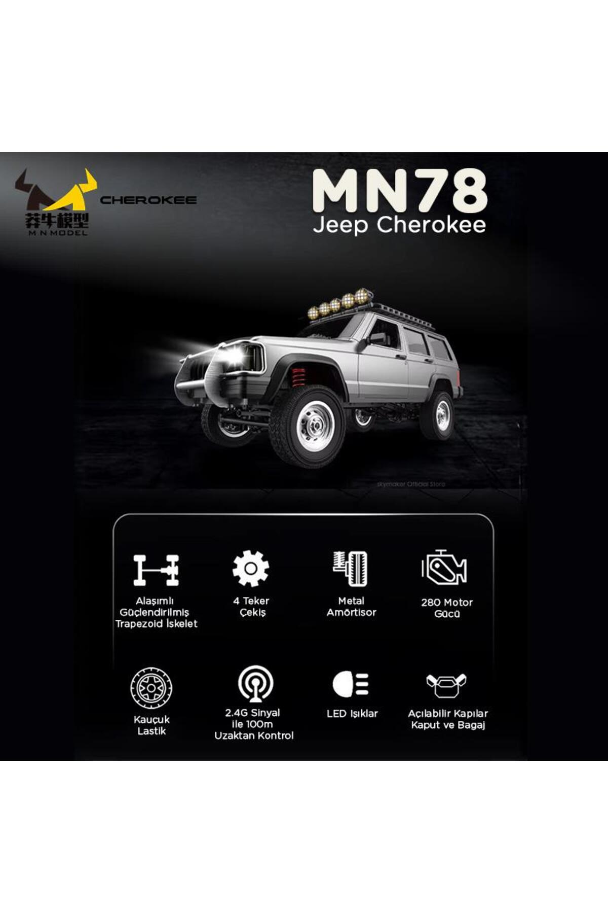 MN78 1 12 JEEP CHEROKEE 4X4 RC مدل CRAWLER کامیون آفرود کنترل از راه دور ماشین RTRGILVER ترکیه MN Model