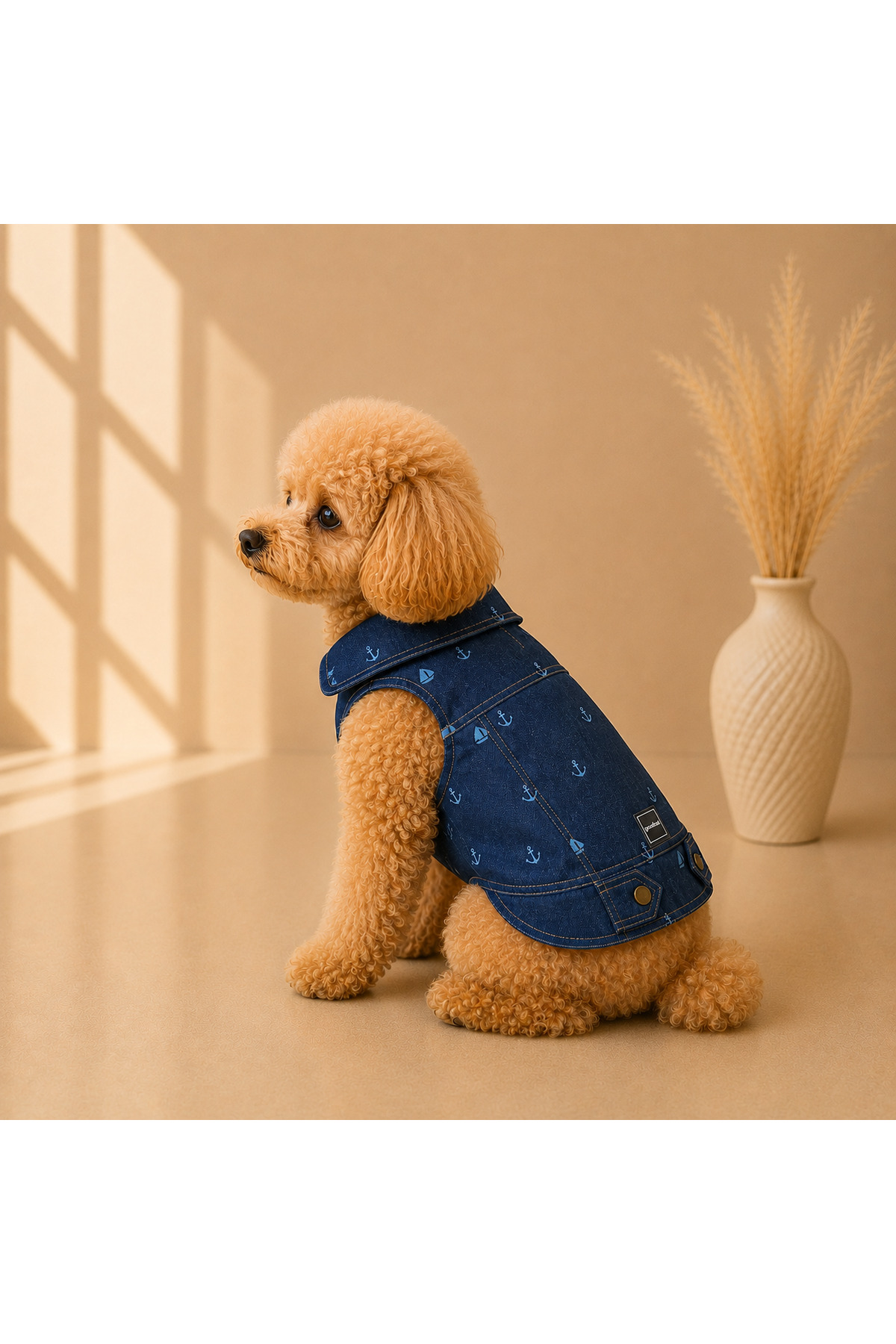 جلیقه کت جین سگ با طرح دریایی گودبویس GOODBOIS سرمه‌ای