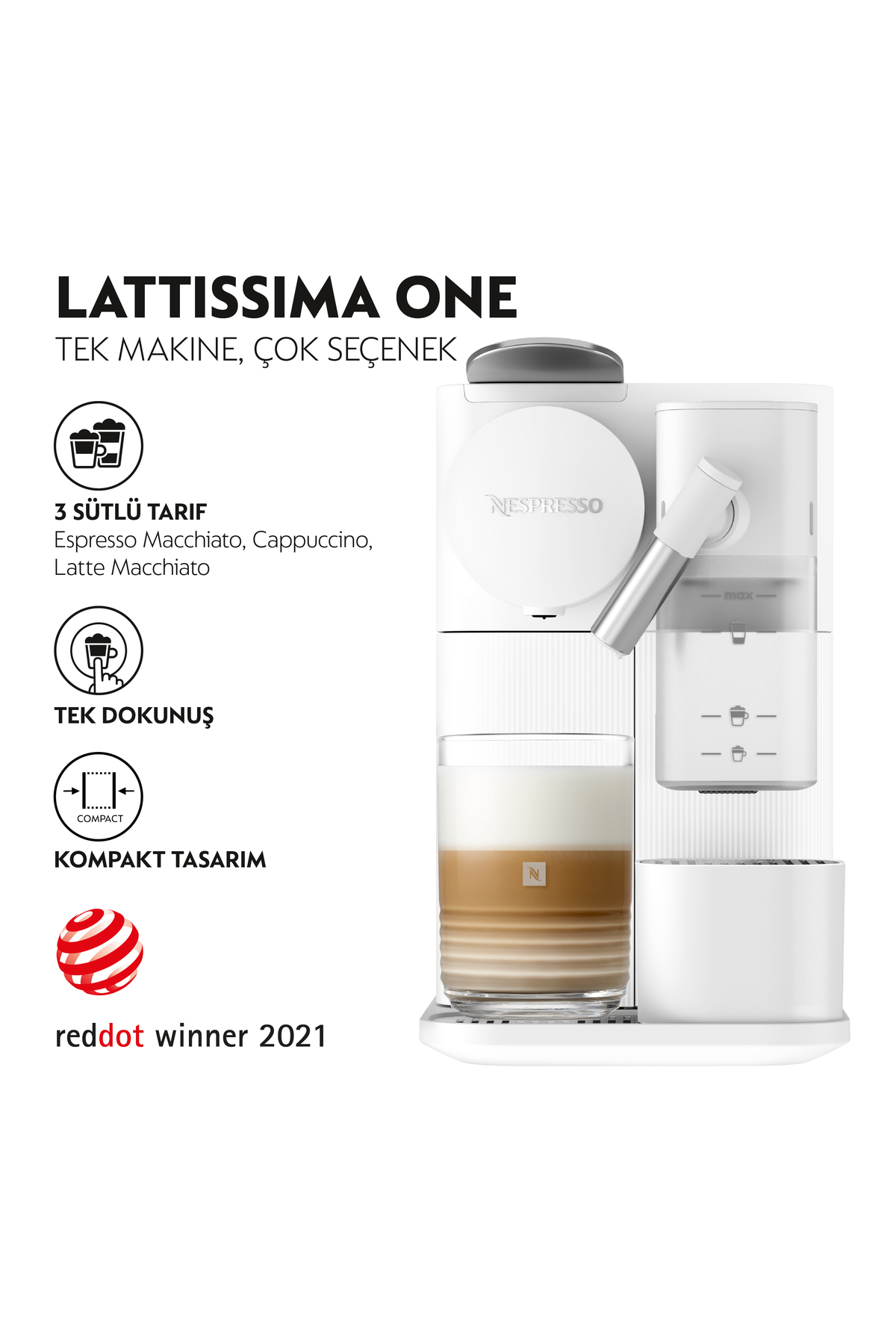 دستگاه اسپرسو و کاپوچینو قهوه ساز لاتیسما وان F121 با محلول شیر سفید اورجینال Nespresso