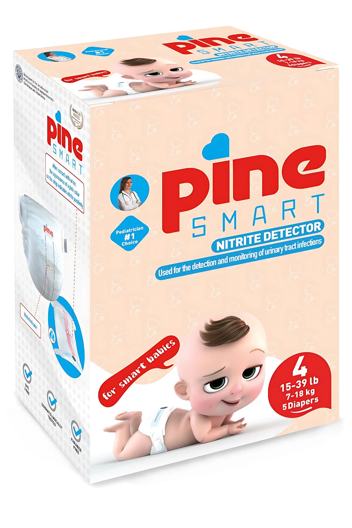 پوشک بچه هوشمند SMART 5 بسته 2 3 4 6 سایز کیلوگرم 9 7 14 11 18 15+ اورجینال Pine