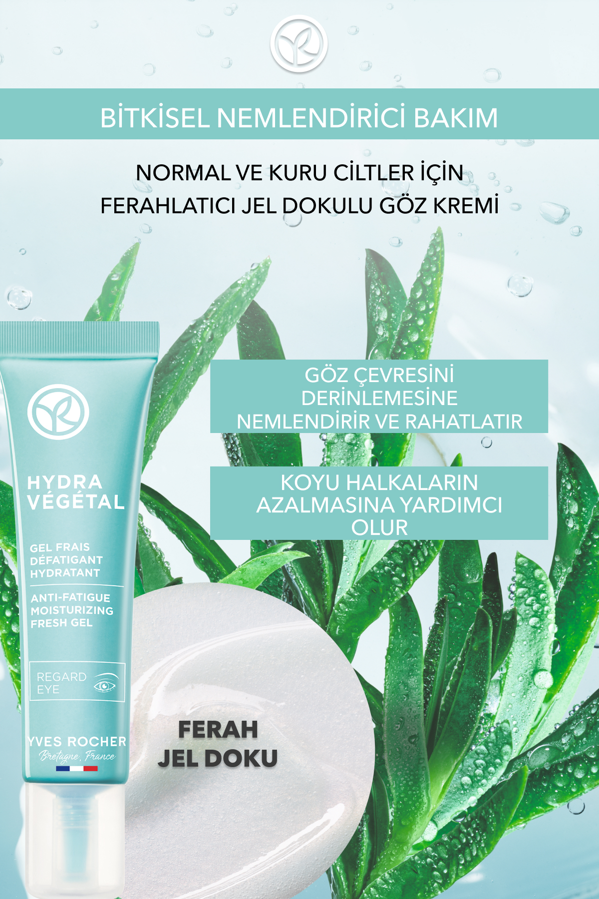 Yves Rocher کرم دور چشم Hydra Vegetal برای پوستهای معمولی و خشک 15 میل