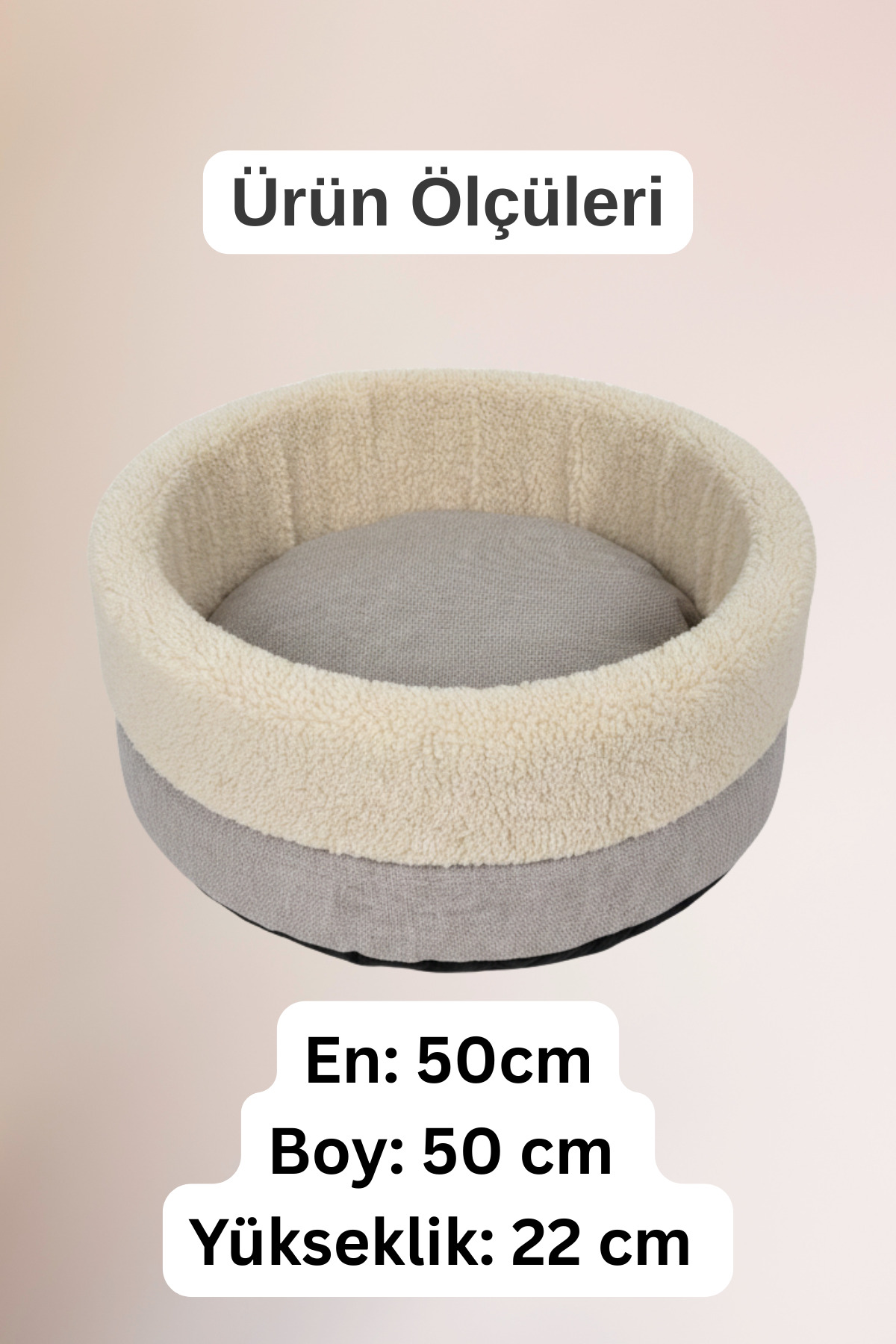 تخت گرد گربه و سگ جونگولیکا پت پروداکتس Jungolica Pet Products، مدل Pofito، دوطرفه با کف ضدلغزش کرم
