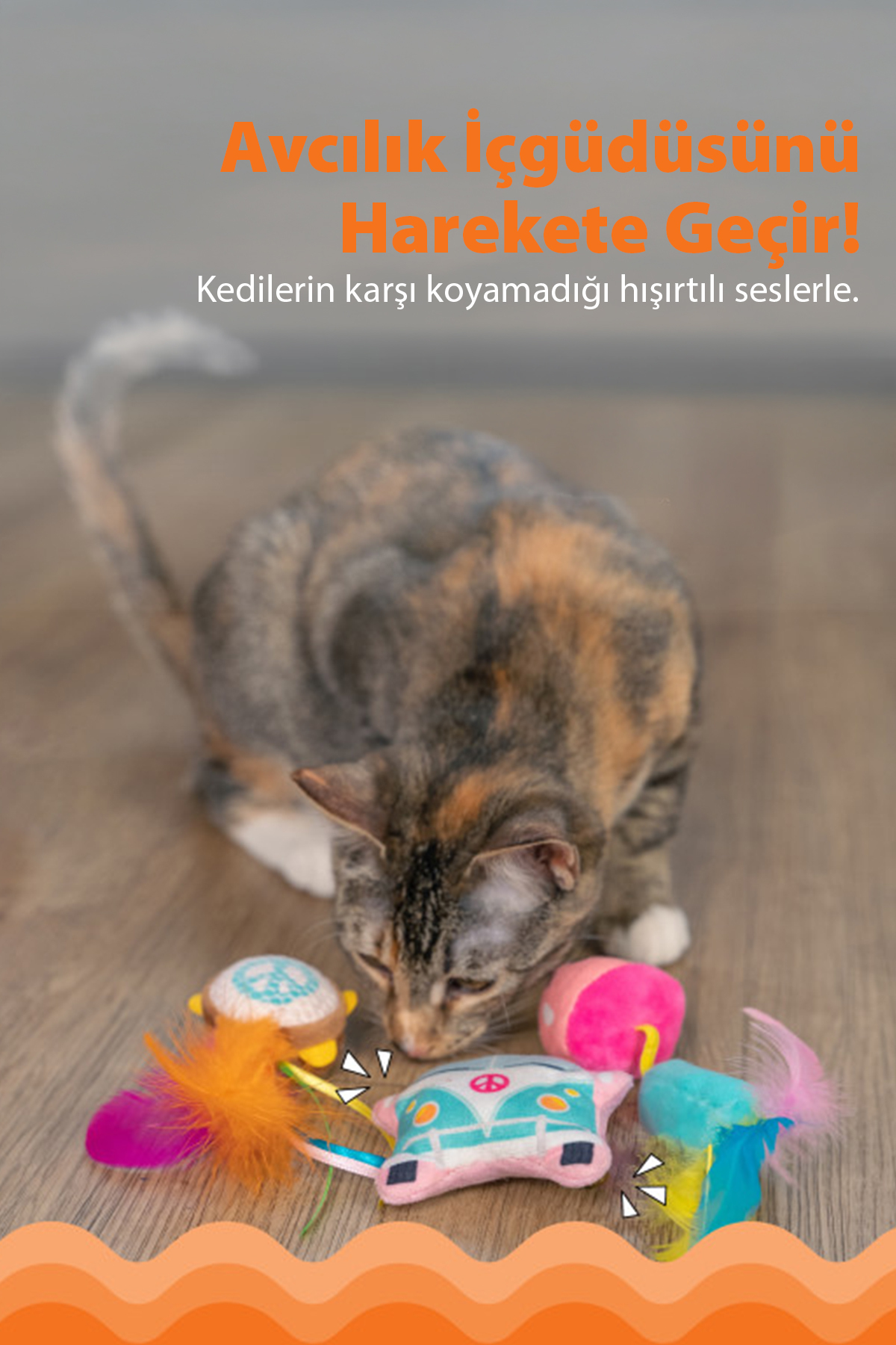 مجموعه سه‌تکه اسباب‌بازی گربه حاوی کت‌نیپ Catstages Festival، اوت‌وارد هاوند Outward Hound چندرنگ