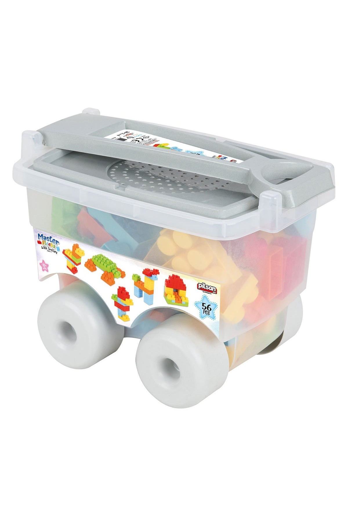 لگو و اسباب بازی های ساخت محور آموزشی سرگرم کننده PILSAN 03 575 MASTER BLOCKY TROLLEY 56 PIECES از ترکیه PİLSAN