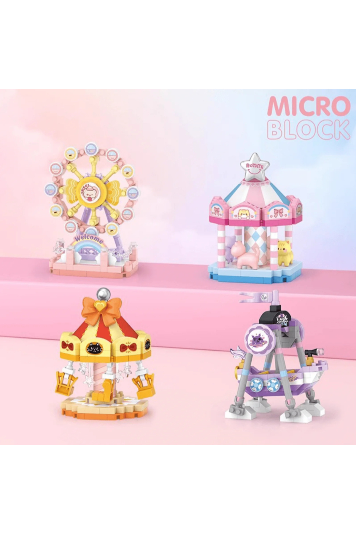لگو و اسباب بازی های ساخت محور MICRO BLOCKS سری LOZ MOVING AMUSEMENT PARK FLYING SWING 190 PIECES AGE 10+ مدل شهربازی از ترکیه ATABY