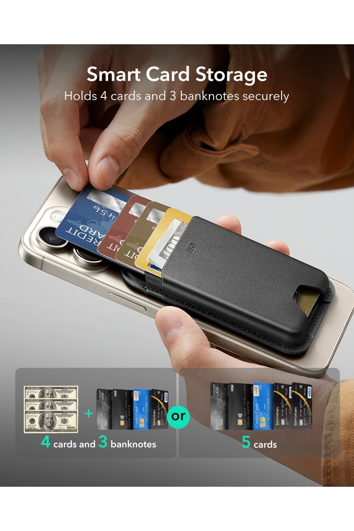 کاور و قاب کیف پول آیفون HALOLOCK MAGSAFE BOOST WALLET قهوه ای ESR