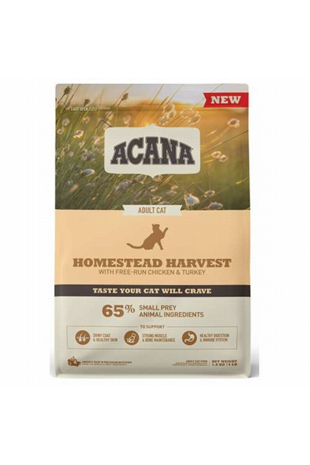 غذای خشک گربه بالغ آکانا Acana Homestead Harvest با مرغ و بوقلمون، ۴٫۵ کیلوگرم 4,5 Kg