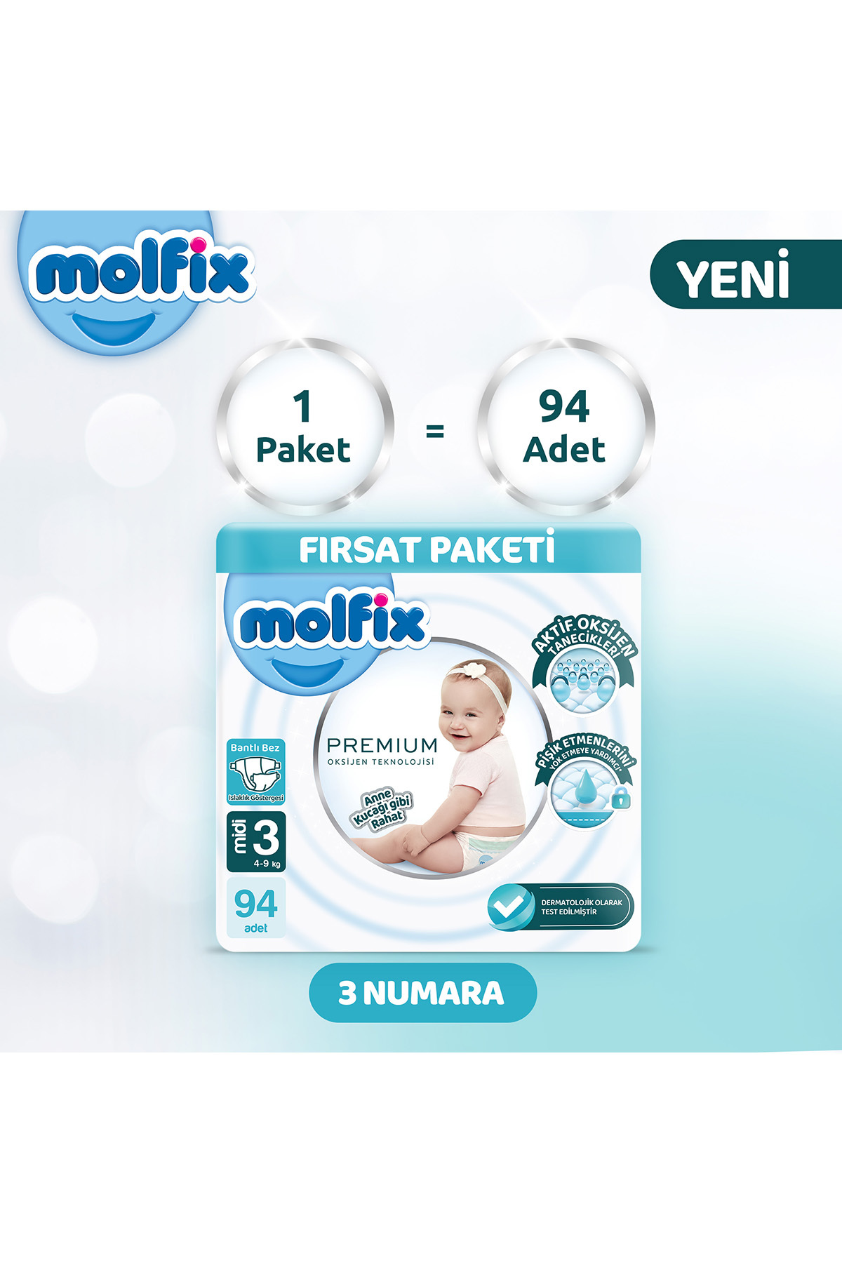 پوشک بچه پکیج ULTRA OPPORTUNITY PREMIUM 3 سایز 94 عددی اورجینال Molfix