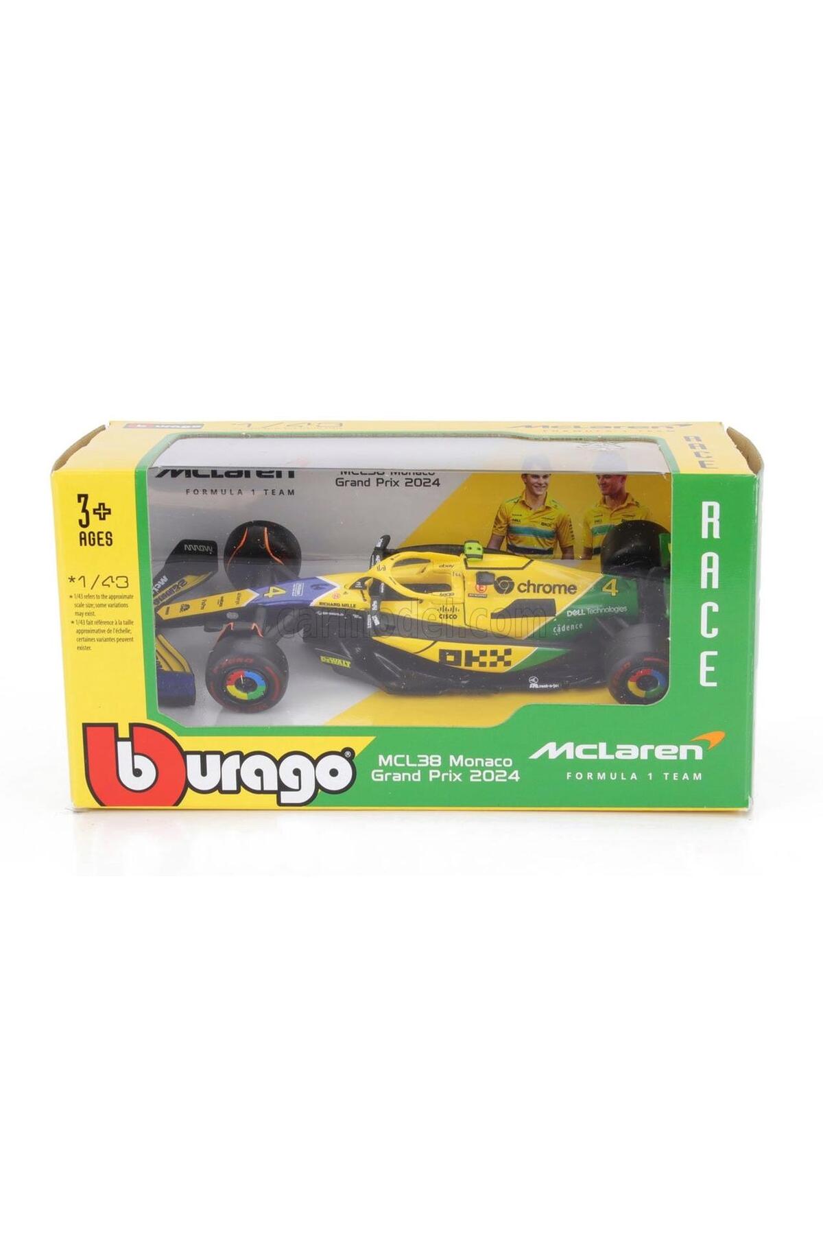 مدل خودرو FORMULA 1 MCLAREN F1 MCL38 MONACO GP SERIES SPECIAL LANDO NORRIS 43 DIECAST MODEL COLLECTION CAR اورجینال Burago