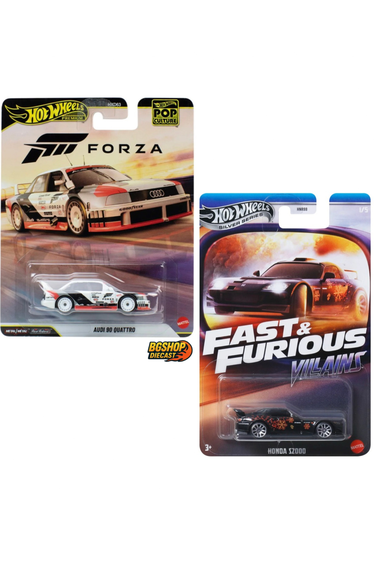 ماشین اسباب‌بازی هات ویلز HOT WHEELS Premium Pop Culture Audi 90 Quattro - Silver Series - Fast & Furious Villains Honda S2000