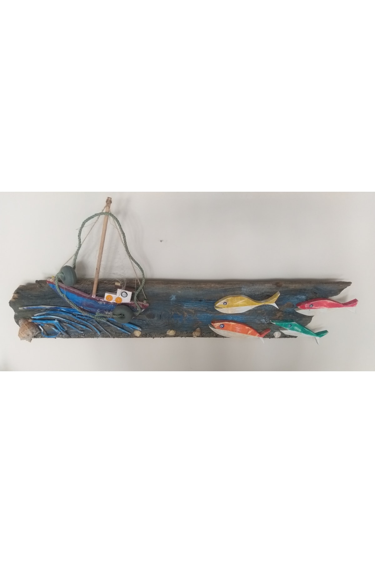 فیگور سنگ چوبی خورشید دریا ماهی موج کشتی هدیه دفتر خانه میز دیوار شکل HOBBY HOUSE