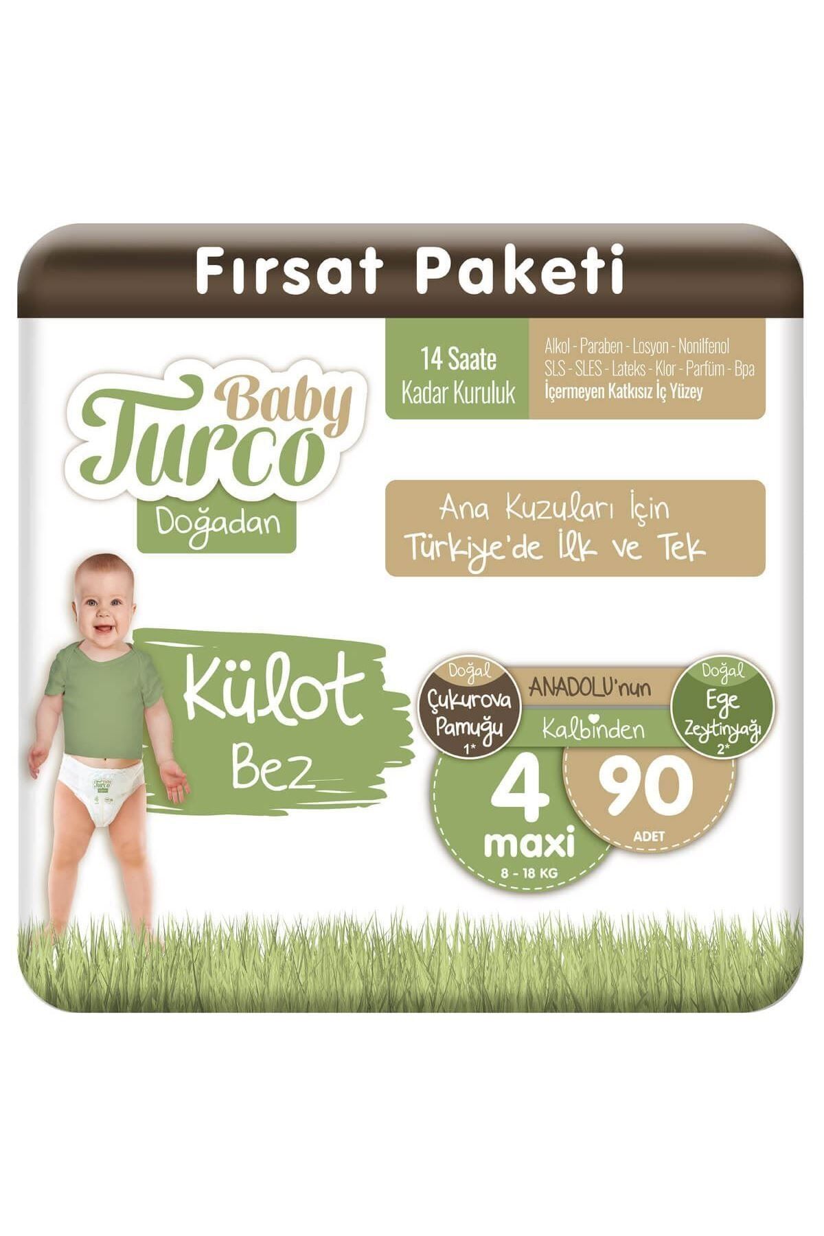 پوشک بچه شورتی دوغادان سایز 4 ماکسی 90 تیکه اورجینال Baby Turco