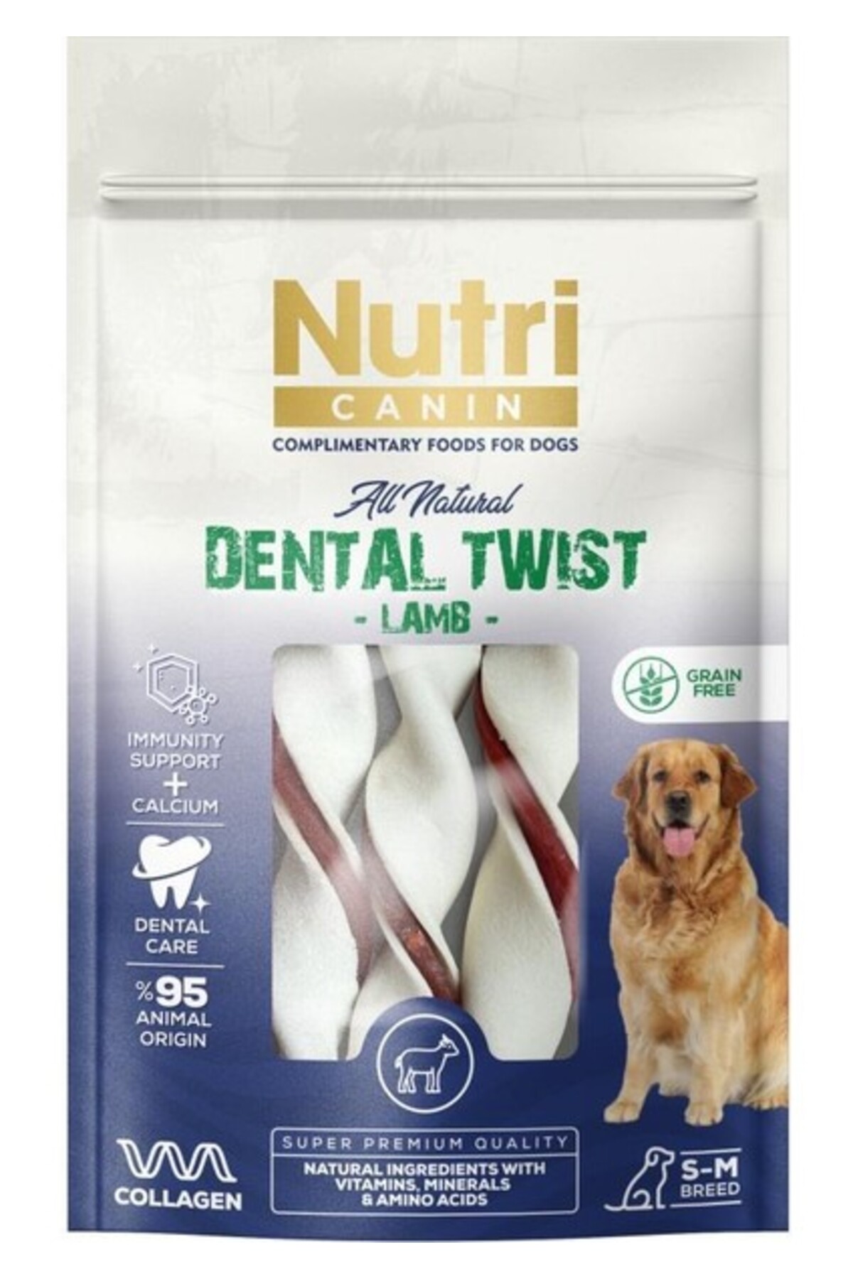 تشویقی سگ Nutri Canin Dental Twist با طعم بره، ۸۰ گرم، رفلکس Reflex
