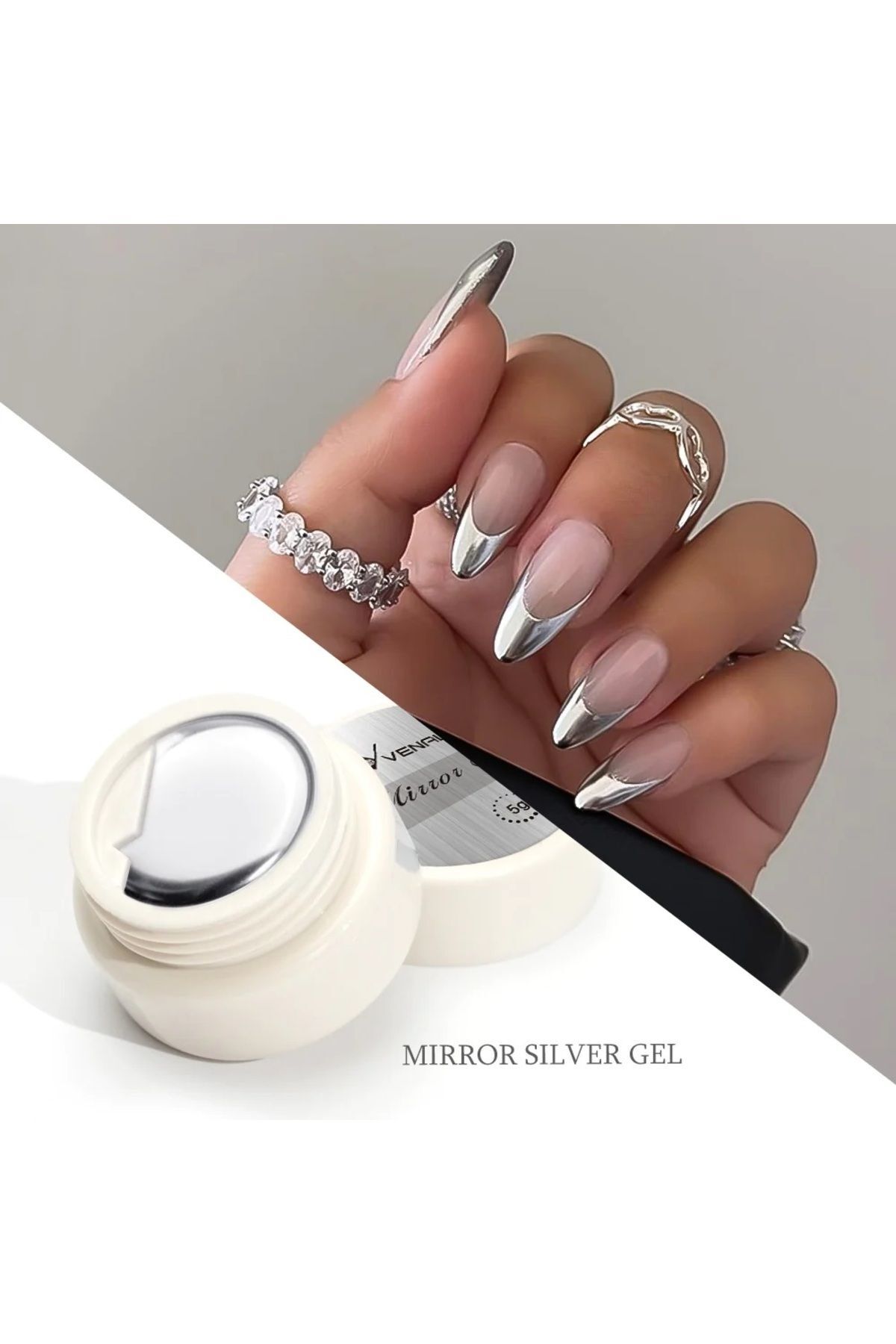 لاک ژل ماندگار رنگ نقره‌ای متالیک 5 گرم مناسب طراحی ناخن Venalisa