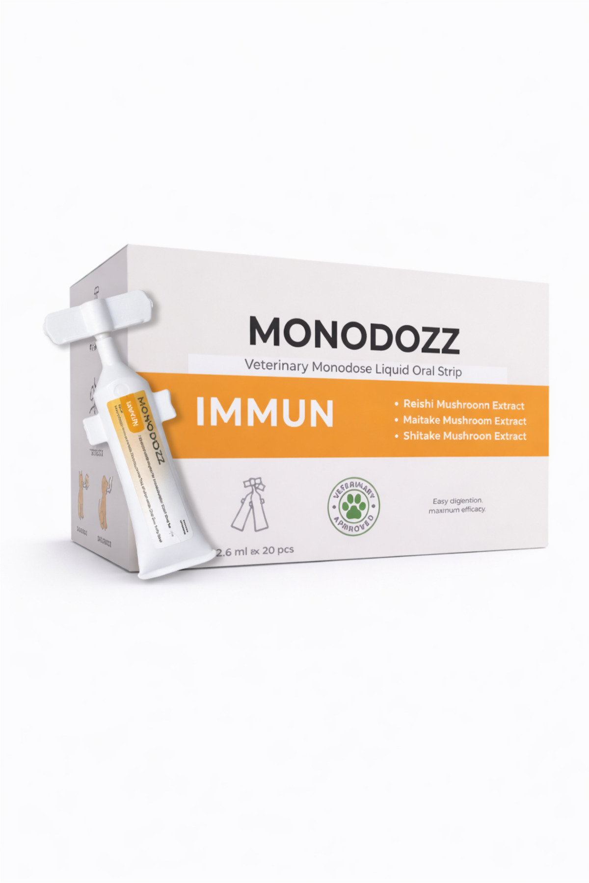 نوار خوراکی مایع برای گربه و سگ مونودوز MONODOZZ IMMUN 008