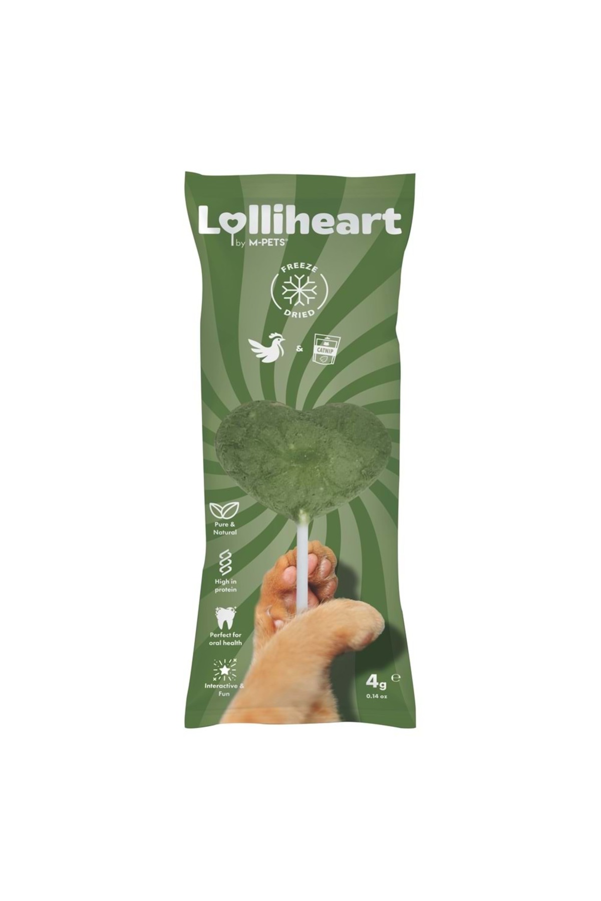 تشویقی گربه کت‌نیپ‌دار ام‌پتس M-PETS Lolliheart، ۴ گرم، ۱۵ عددی