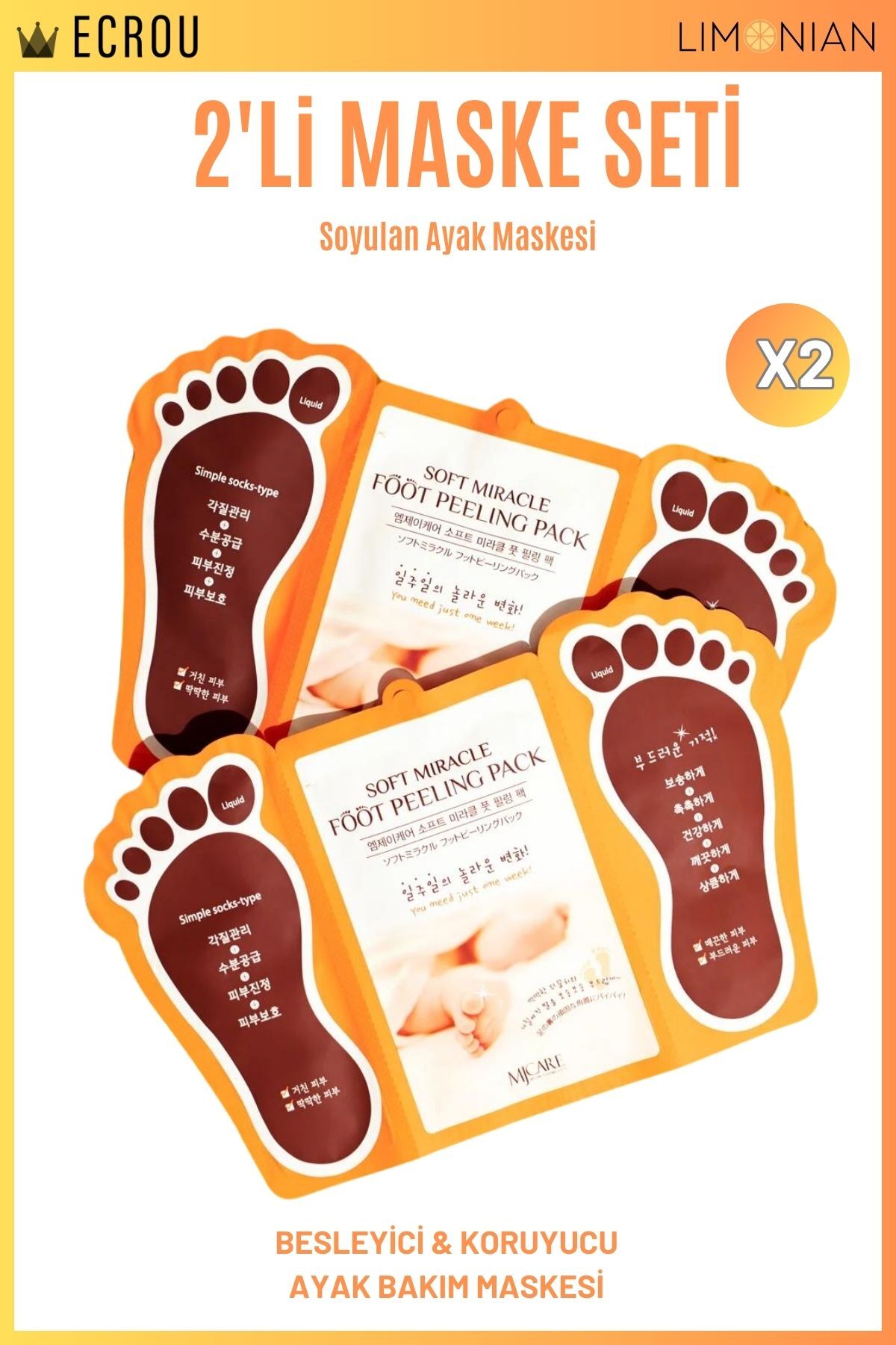 ماسک پا مدل Miracle Foot Peeling Pack با بسته 2 عددی Mjcare