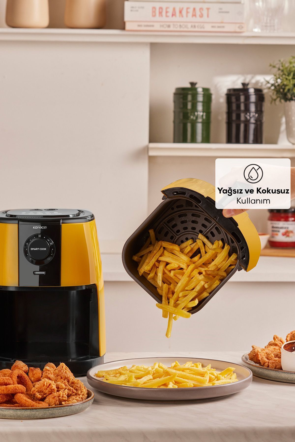 سرخ کن AIRFRYER جمع و جور SMART COOK زرد با تایمر تا 60 دقیقه برای 2 نفر اورجینال Karaca