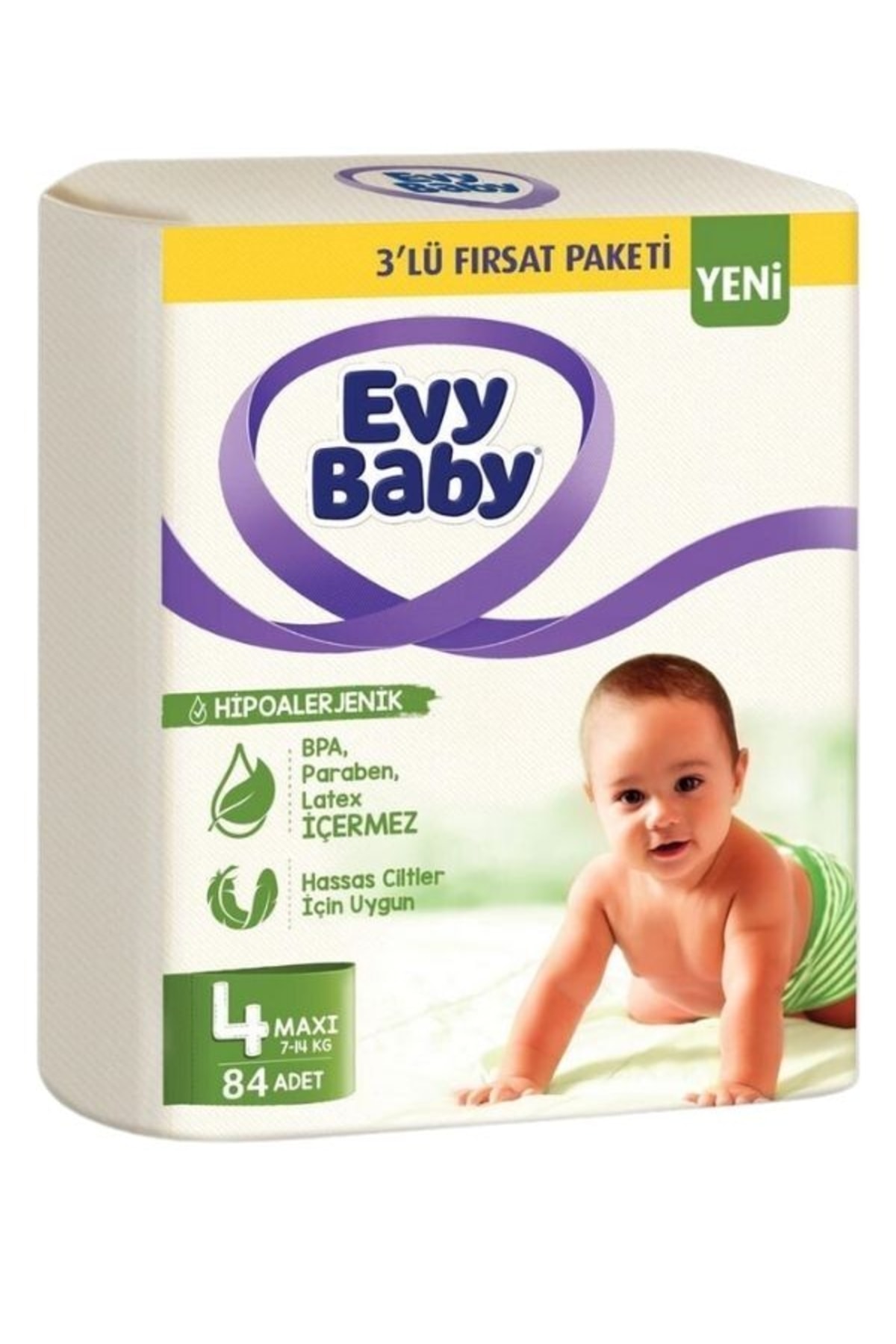 پوشک بچه ماکسی 4 سایز 7 14 کیلویی 84 عددی اورجینال Evy Baby