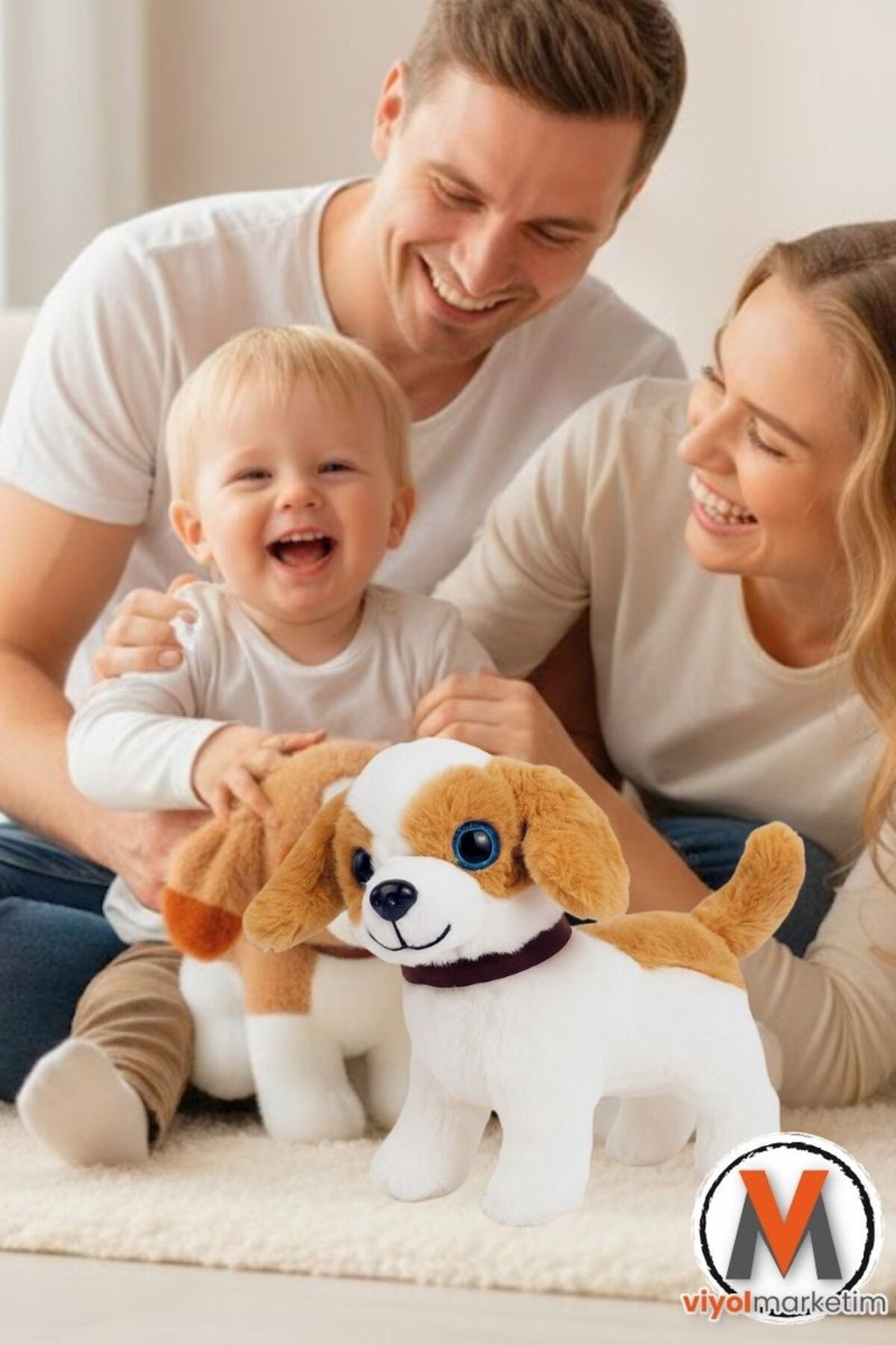 اسباب بازی های پشمی سگ مخمل دار زیبا ایستاده صدادار و پارس 25 سانتی متری هدیه viyolmarketim