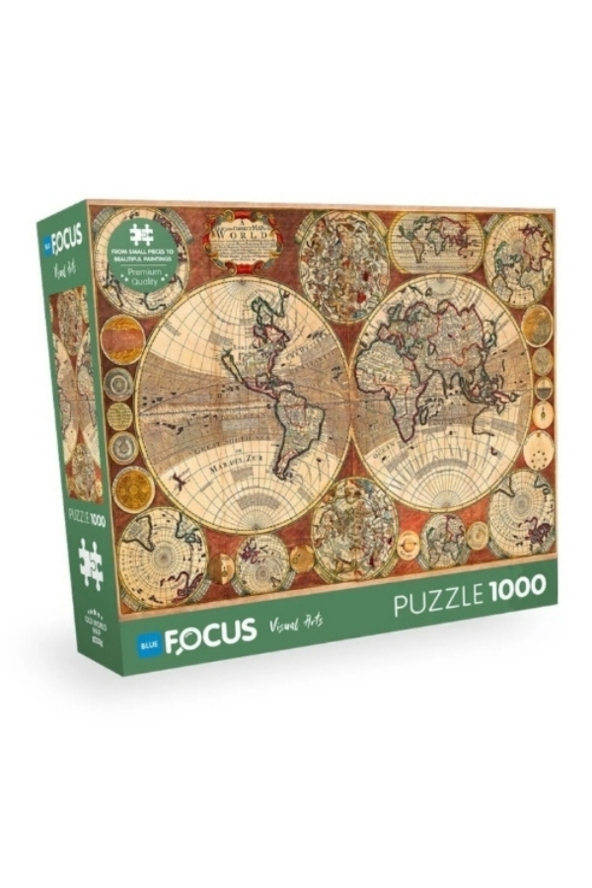 پازل 3 SET 1000 قطعه نقشه دنیای قدیمی + 230 جیغ چسب اورجینال Blue Focus