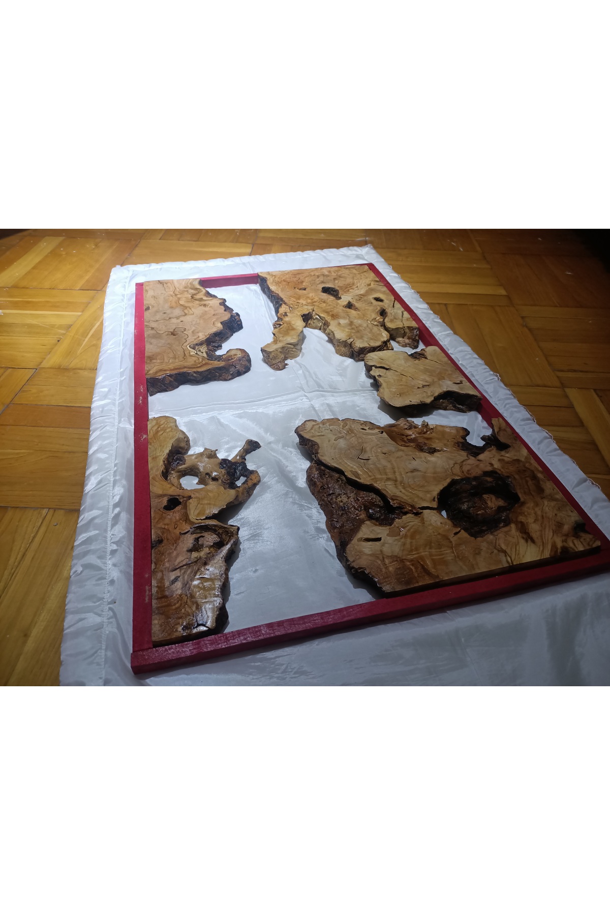 فیگور ست چوب زیتون برای میز قهوه اپوکسی رودخانه 60CM X 120CM از ترکیه TRENDY CARPENTER