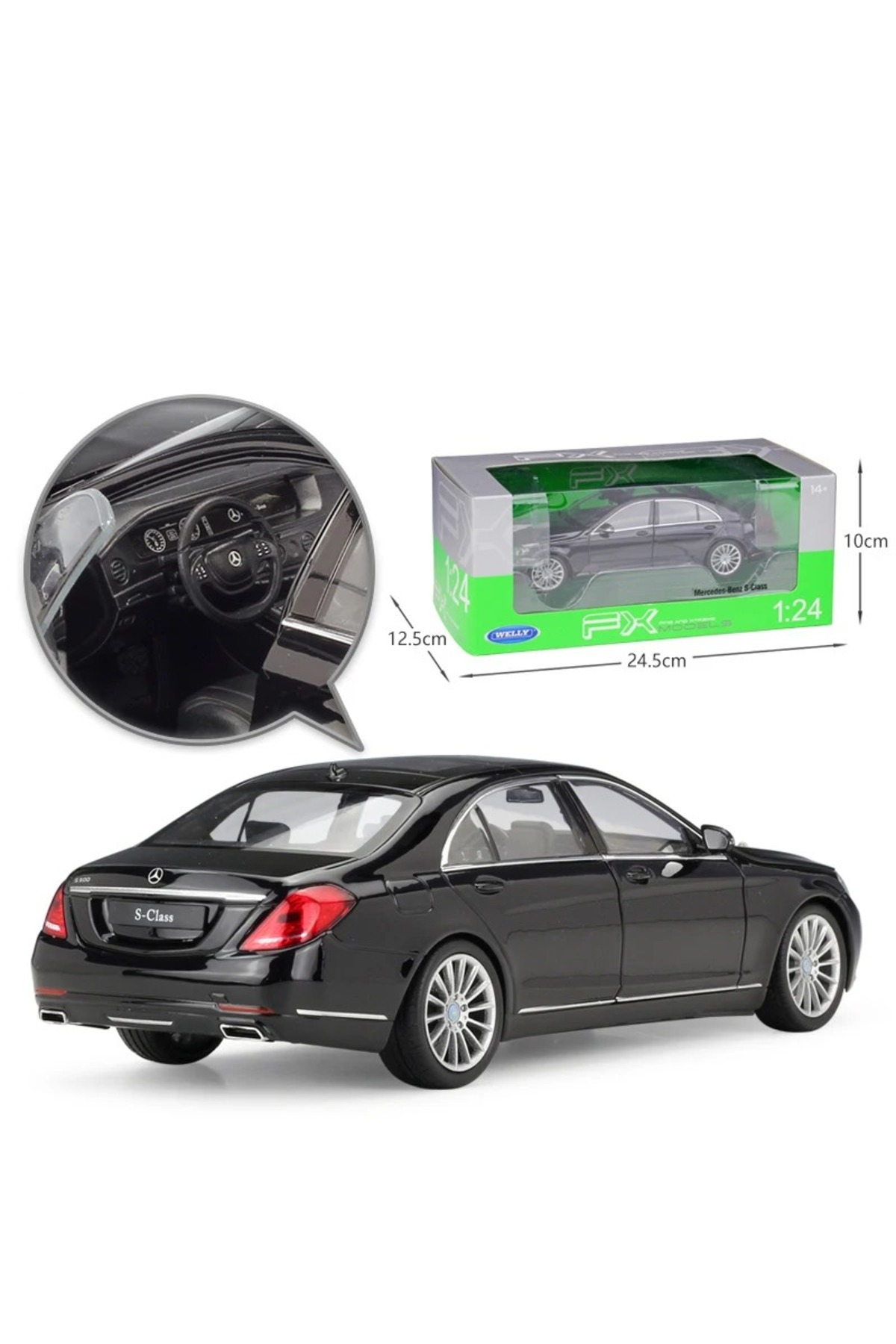 مدل خودرو مرسدس S CLASS مشکی DIECAST 1 24 مقیاس بزرگ فلزی درهای دارای مجوز باز اورجینال TRUST STORE