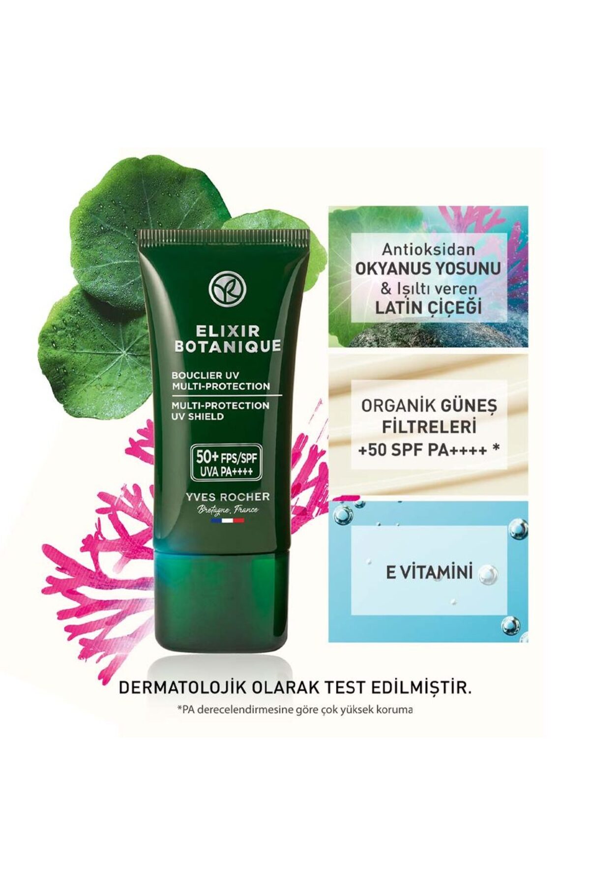 کرم ضد آفتاب SPF 50+ صورت مراقبت پیری آنتی اکسیدان گیاهی ویتامین ال 30 میلی لیتر ایوروشه Yves Rocher