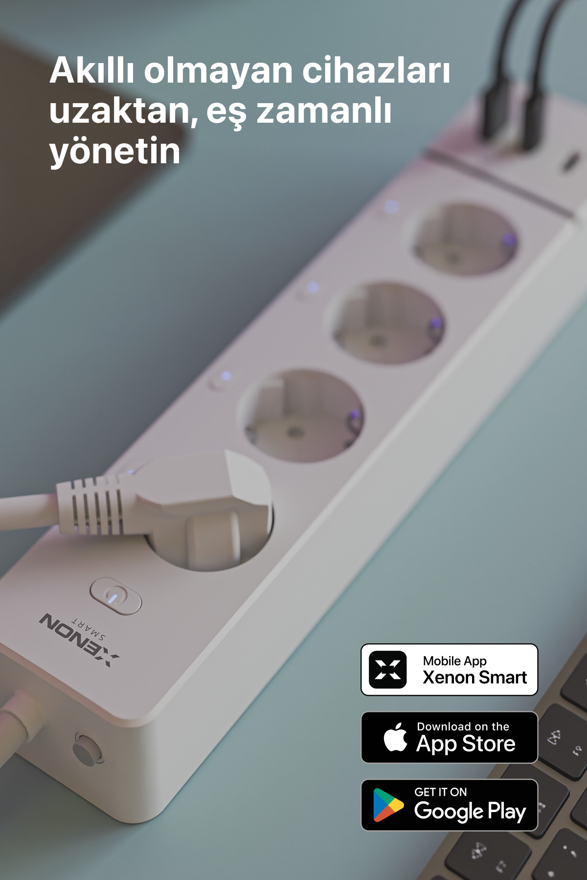 چندراهی هوشمند وای‌فای زنون اسمارت Xenon Smart مدل X7087، با ۴ پریز و ۳ درگاه USB