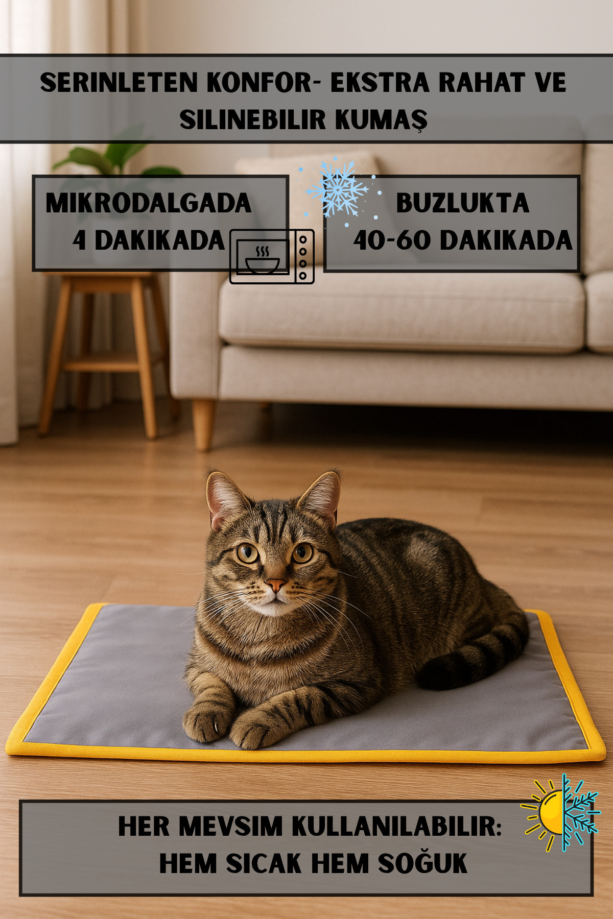 تشک بالشی گربه و سگ پاگالو Pugalo Thermo Mat، قابل استفاده گرم و سرد خاکستری