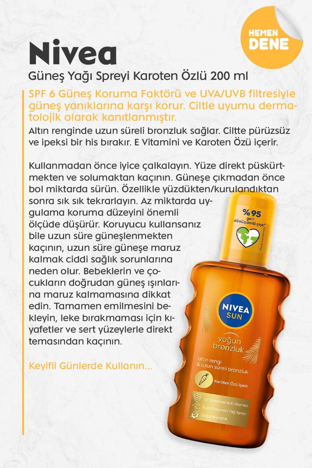 NIVEA روغن اسپری خورشیدی عصاره کاروتن نیوئا 200 میلی لیتر