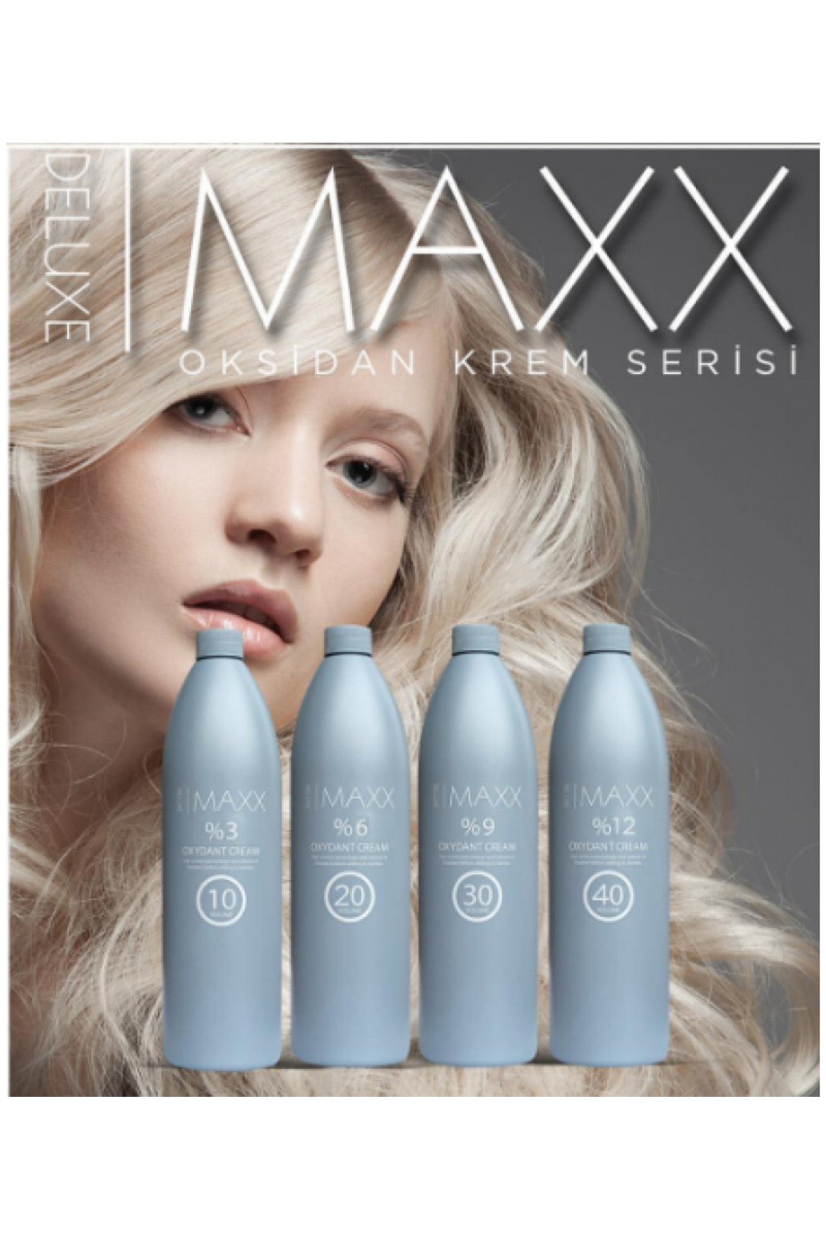 محصول روشن کننده رنگ مو 40 Volüm Oksidan Krem Developer 1000 ml MAXX DELUXE