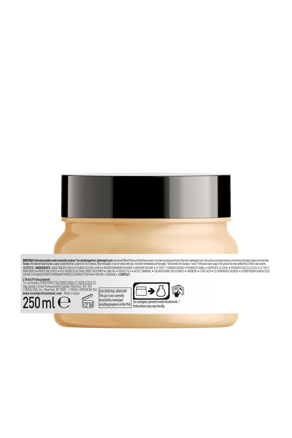 ماسک مو موی طلایی ترمیم کننده LOREAL PARIS ABSOLUT 250 میلی لیتری L'oreal Professionnel