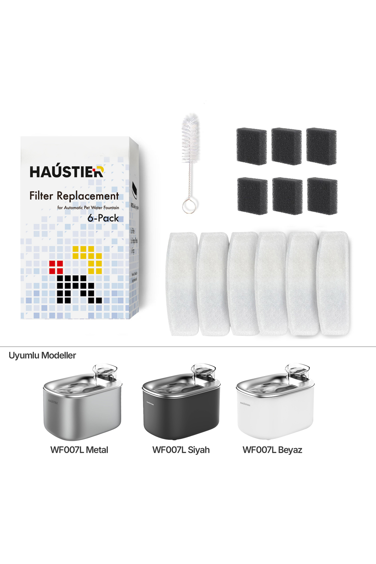 مجموعه ۶ عددی فیلتر آبخوری خودکار گربه هاوستایر Haustier WF007L، کد FF002-6