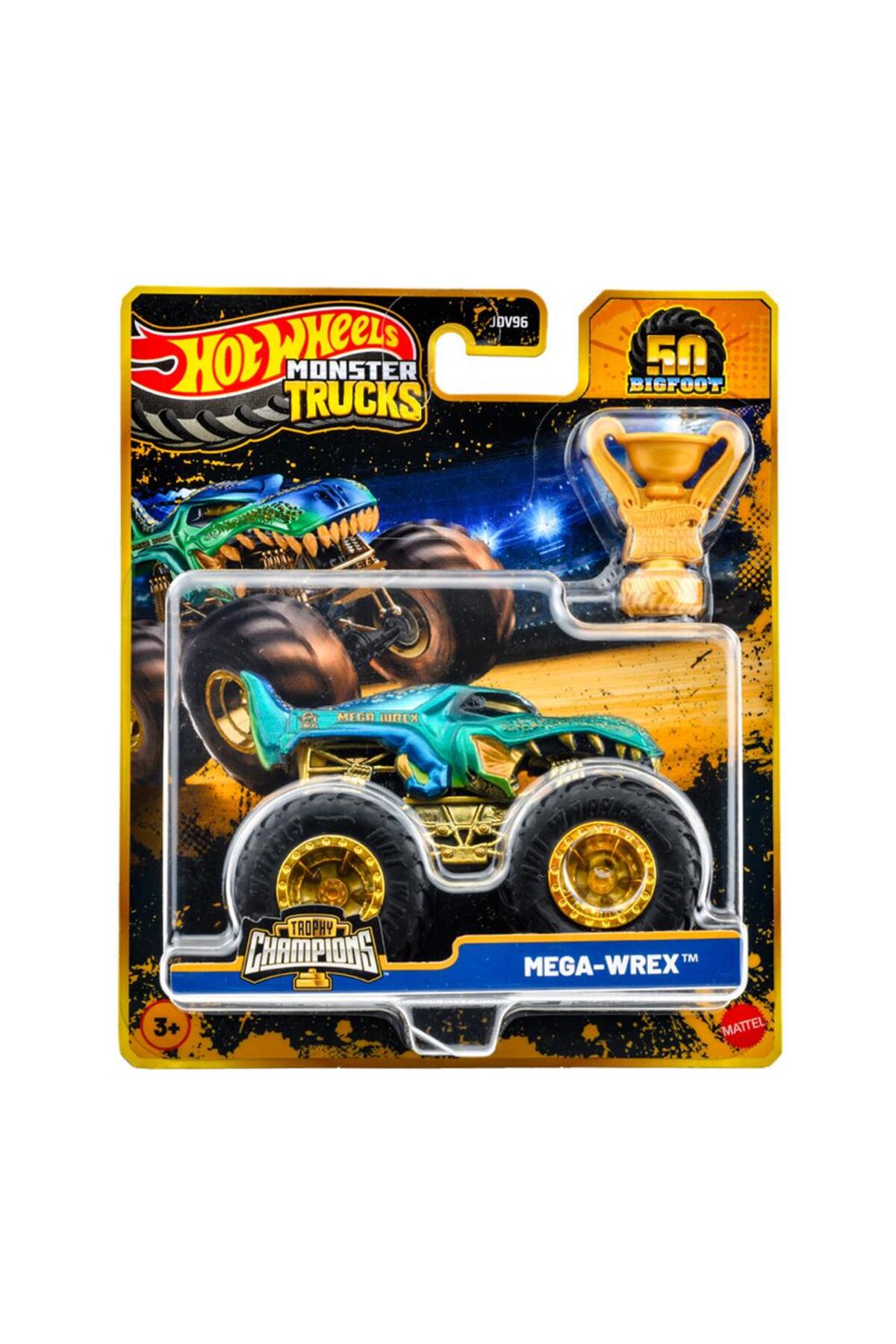 ماشین اسباب بازی MONSTER TRUCKS BIGFOOT TROPHY CHAMPIONS SERIES MEGA WREX هات ویلز اورجینال HOT WHEELS