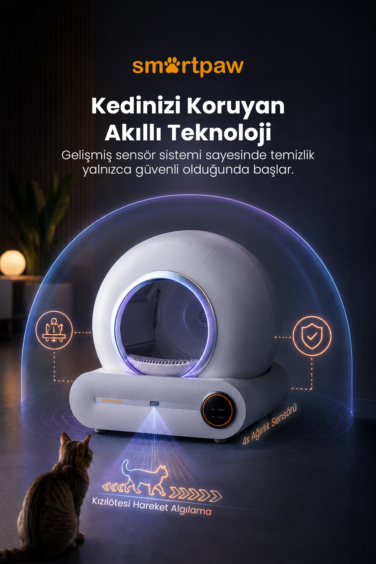 توالت گربه هوشمند و خودکار اسمارت‌پا SMARTPAW Nova Cat PRO، مدل MSP-01، با گنجایش ۶۵ لیتر و مخزن زباله ۹ لیتری