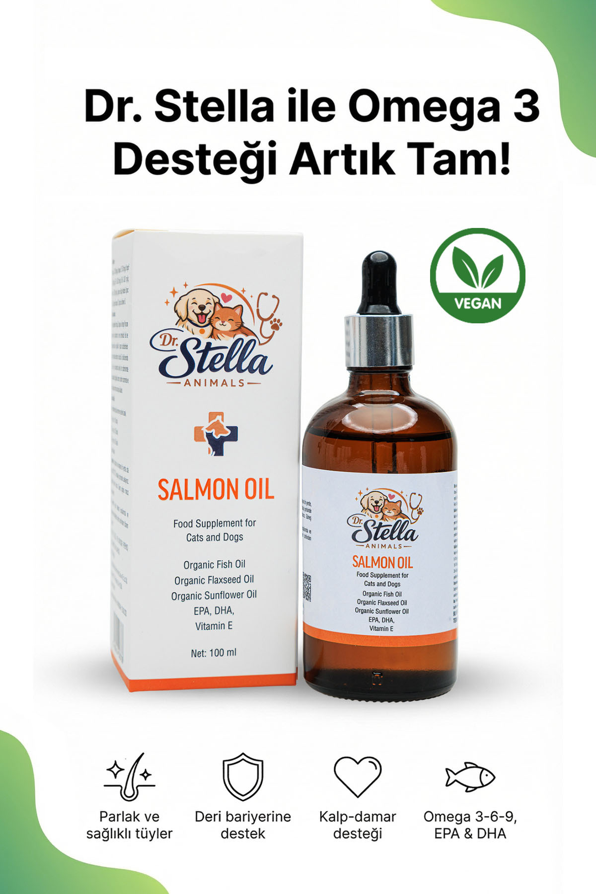 روغن سالمون ۱۰۰ میلی‌لیتری گربه و سگ دکتر استلا انیمالز Dr. Stella Animals SALMON-100