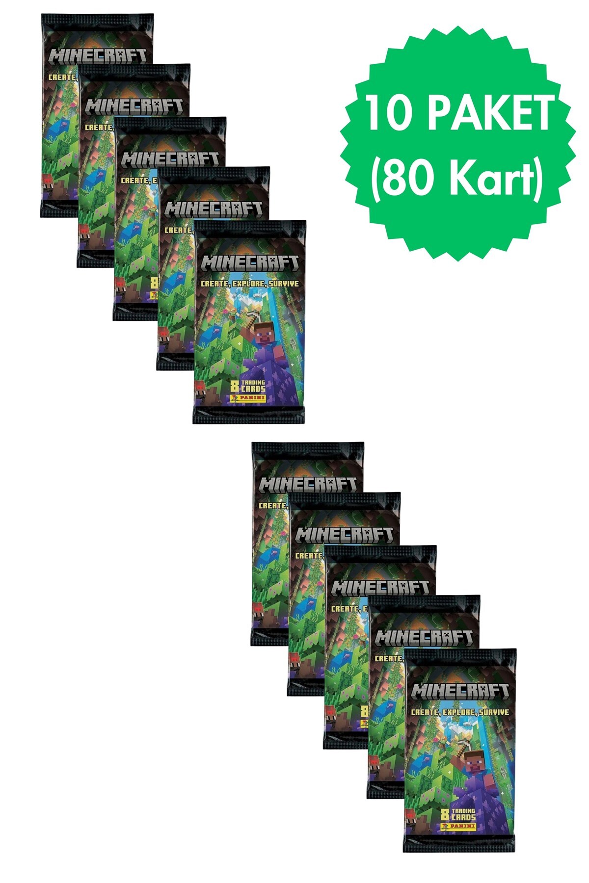 اسباب بازی های آموزشی کارت معاملاتی مجموعه MINECRAFT دارای مجوز PANINI 8 X 10 Toyika