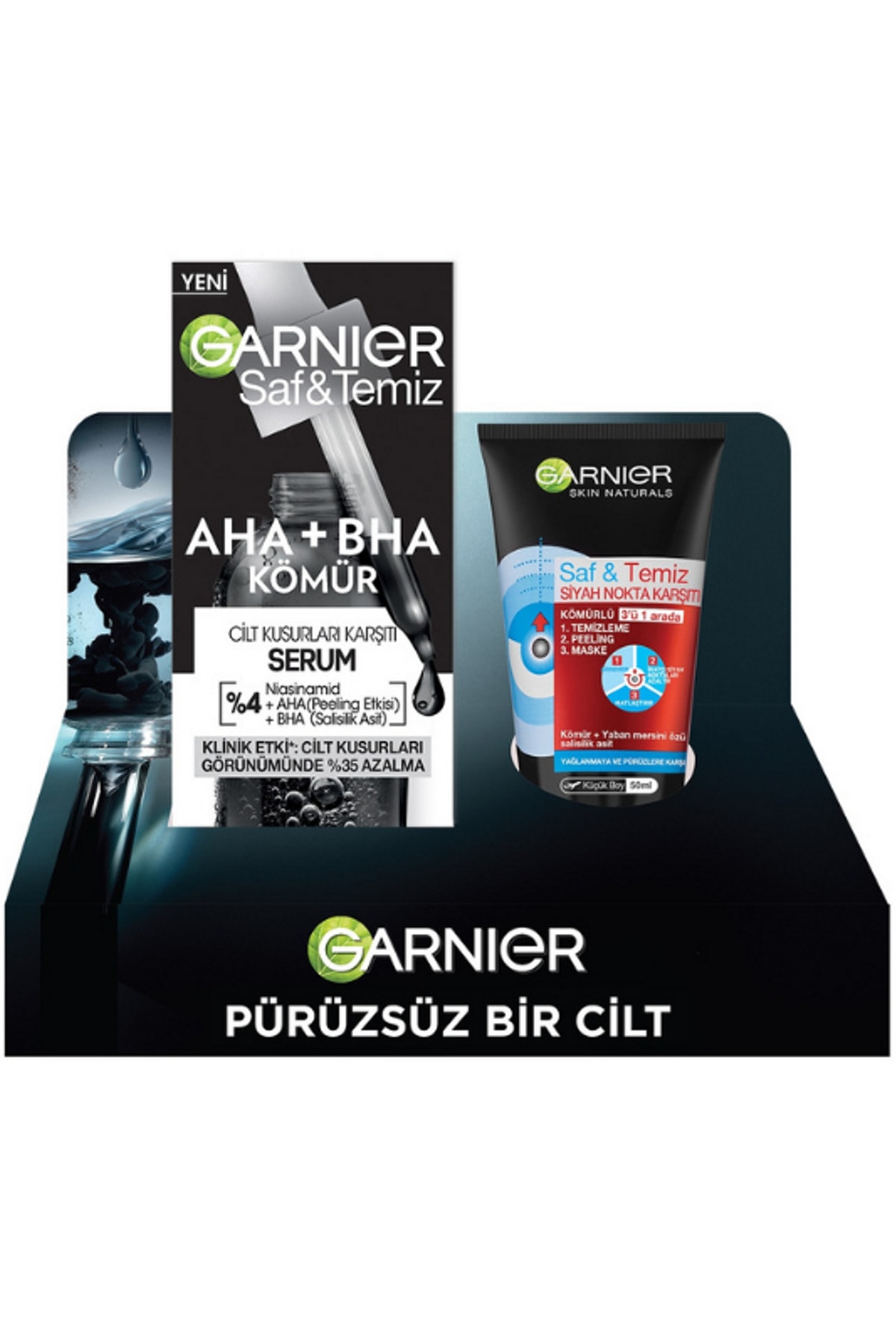 Garnier مجموعه مراقبت از پوست صورت گارنیه سرم آ.ا.ا + ب.ا.ا سیاه 30 میلی لیتر + ژل تمیز کننده 50 میلی لیتر