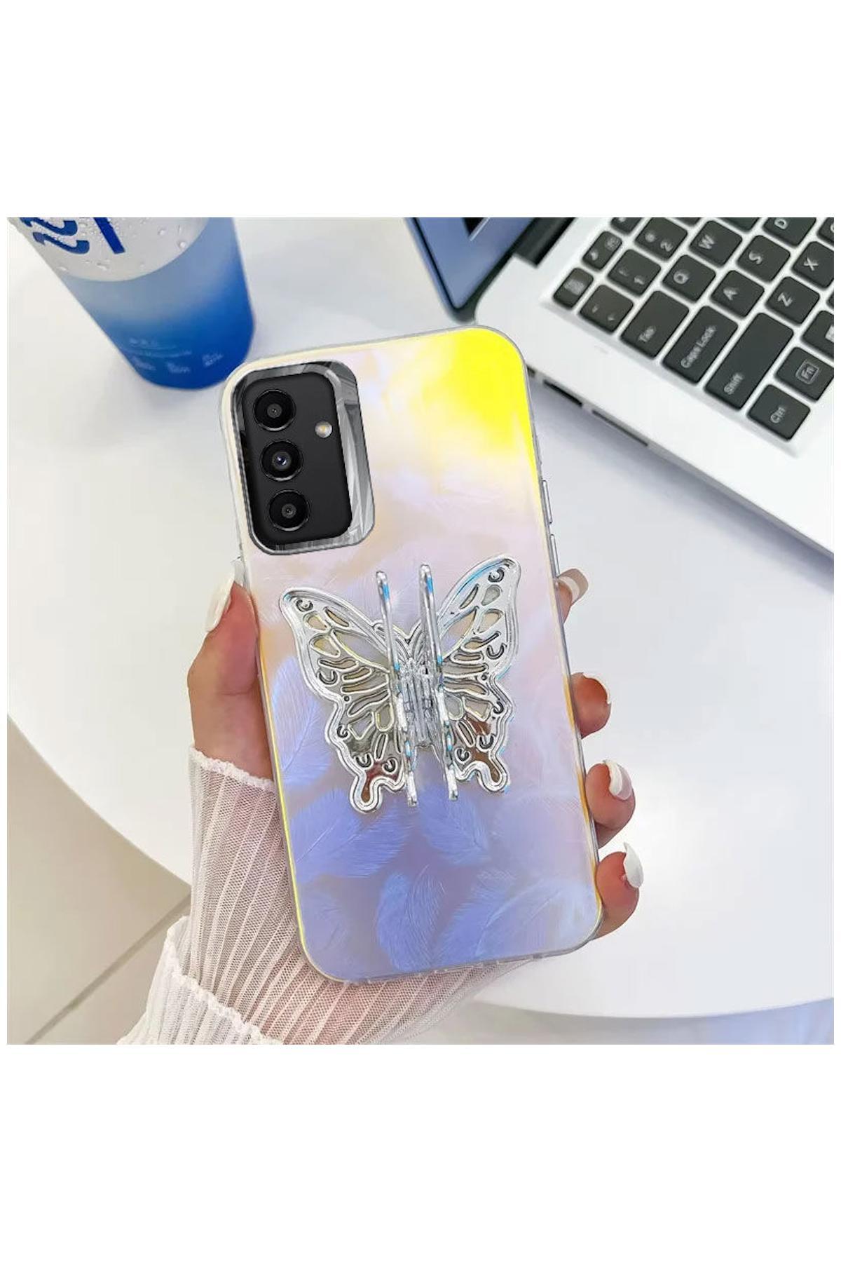 کاور و قاب سیلیکونی ZEBANA BUTTERFLY CASE سازگار با SAMSUNG GALAXY A15 5G STAND PATTERN 1 اورجینال Zebana