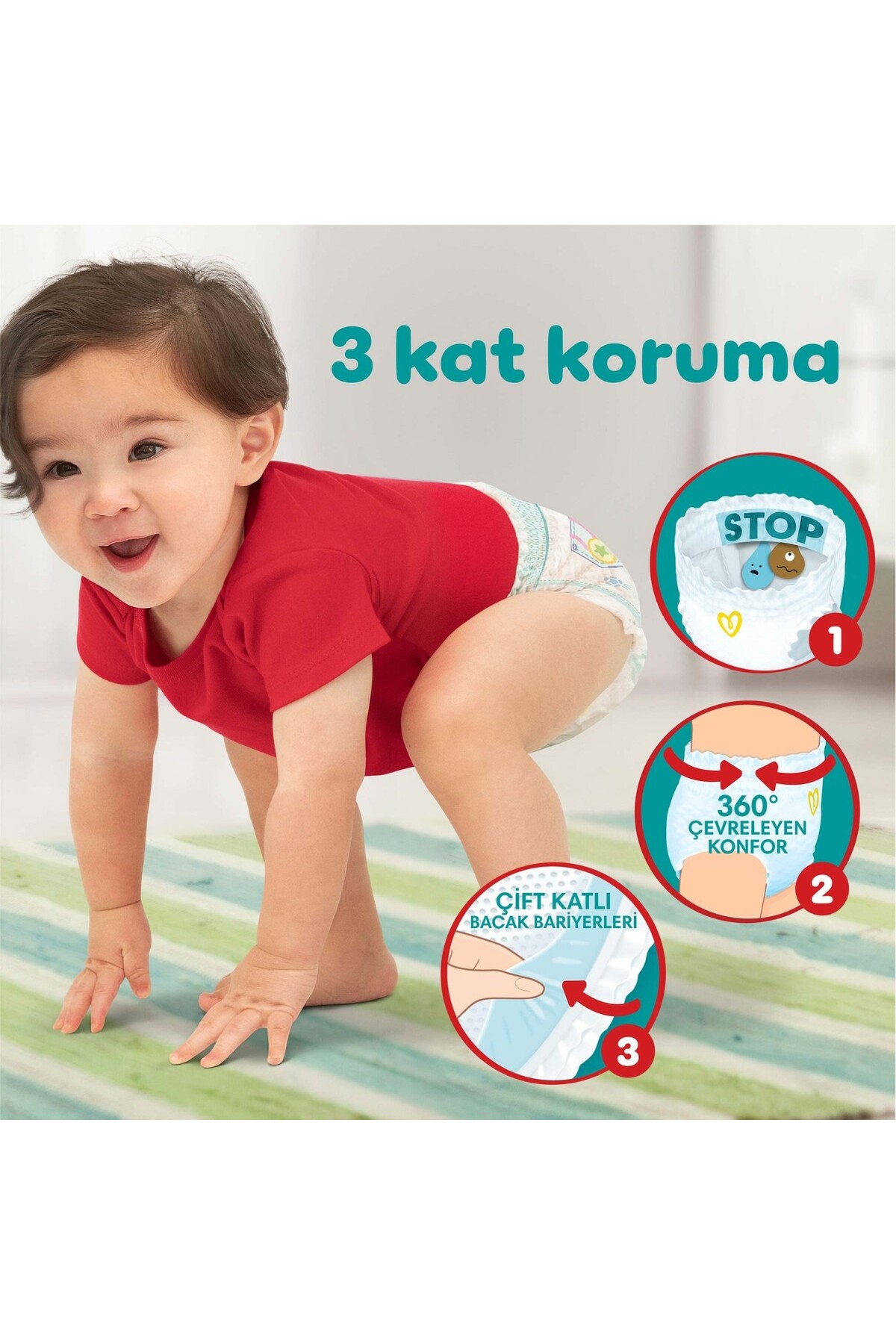 پوشک بچه بسته فرصت اکتیو شورتی سایز 6 52 عدد اورجینال Prima