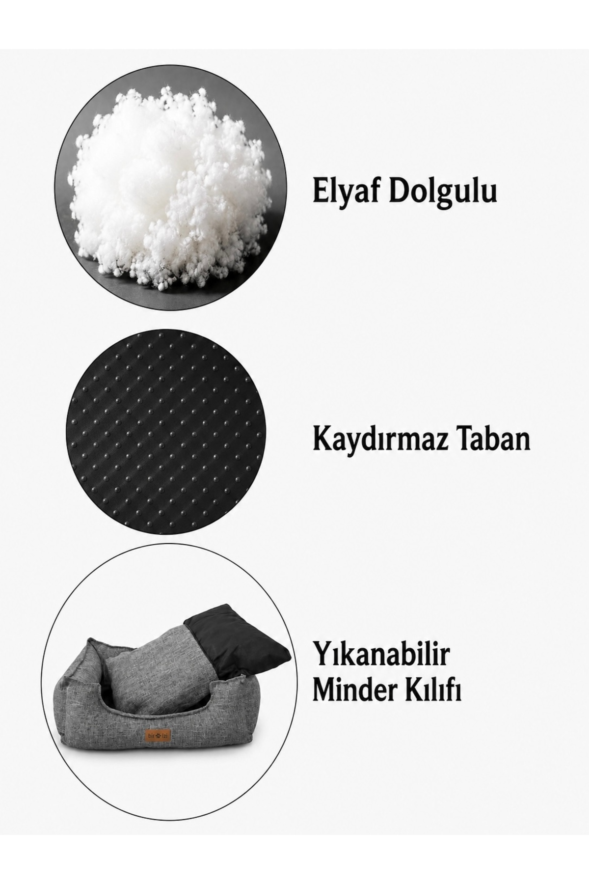 تخت سگ و گربه بیر پاتی ایزی Bir Pati İzi مدل nordicyatak، خاکستری، زیپ‌دار و دوطرفه
