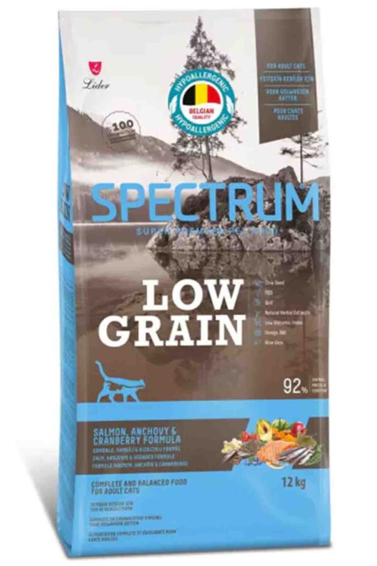 غذای خشک گربه بالغ اسپکتروم Spectrum Low Grain با سالمون، آنچوی و کرنبری، ۱۲ کیلوگرم
