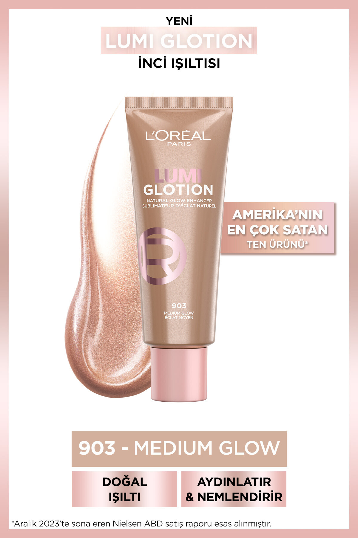 کرم پودر براق کننده طبیعی گلوشن مدل All-in-one Natural Glow 903 - با درخشش متوسط، حجم 40 میلی لیتر