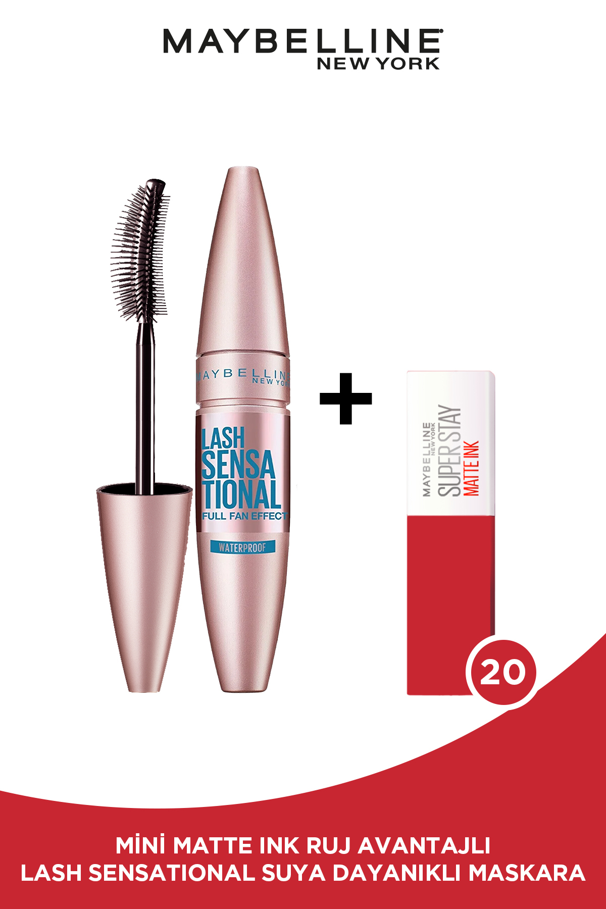 ریمل فن حسی موثر آب مقاوم در برابر سیاه و مینی مایع مات 20 پایونیر Maybelline New York